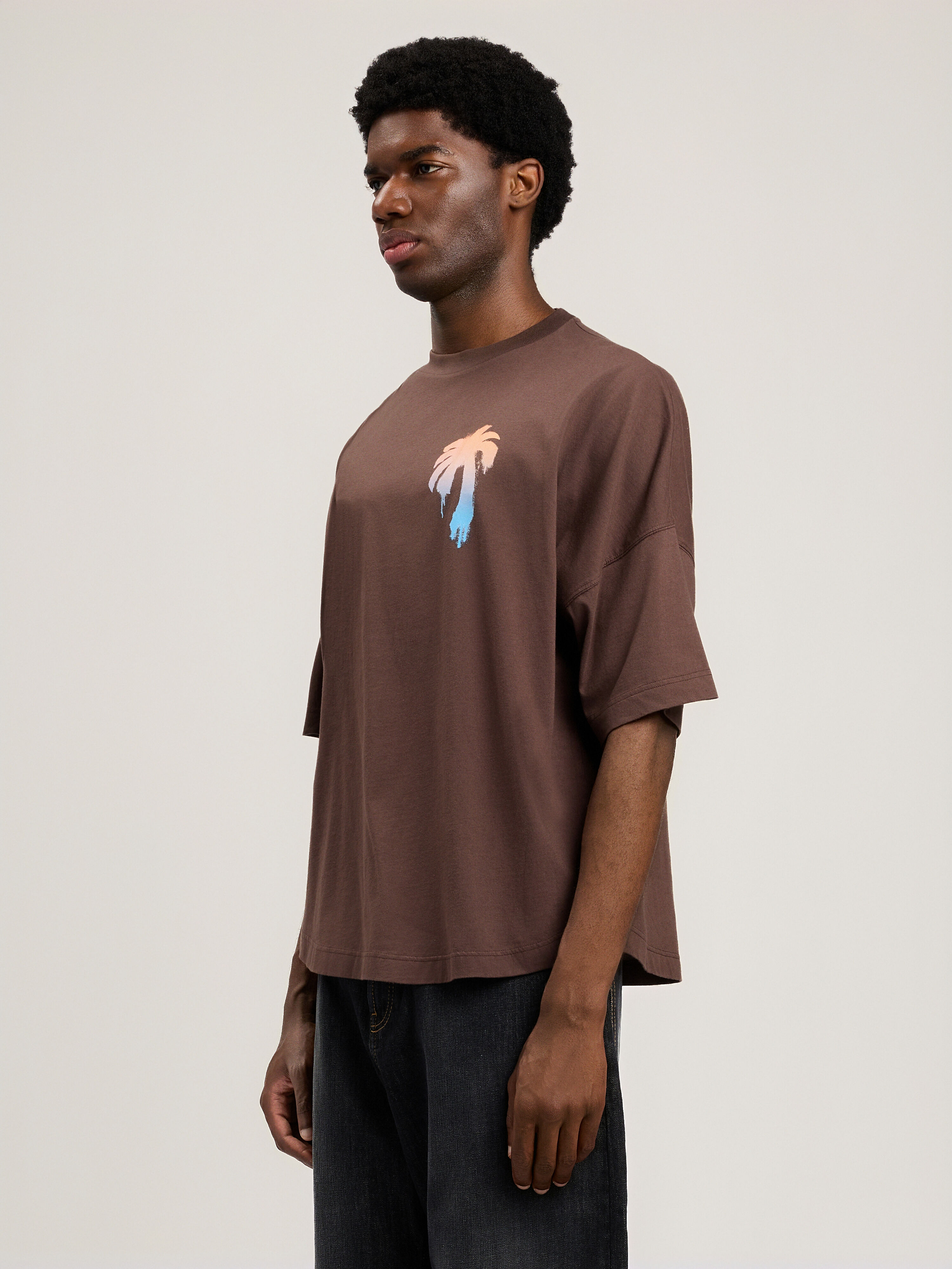 PALM ANGELS I Love PA Over T-Shirt BROWN WHITE PMAA10BS26JER003