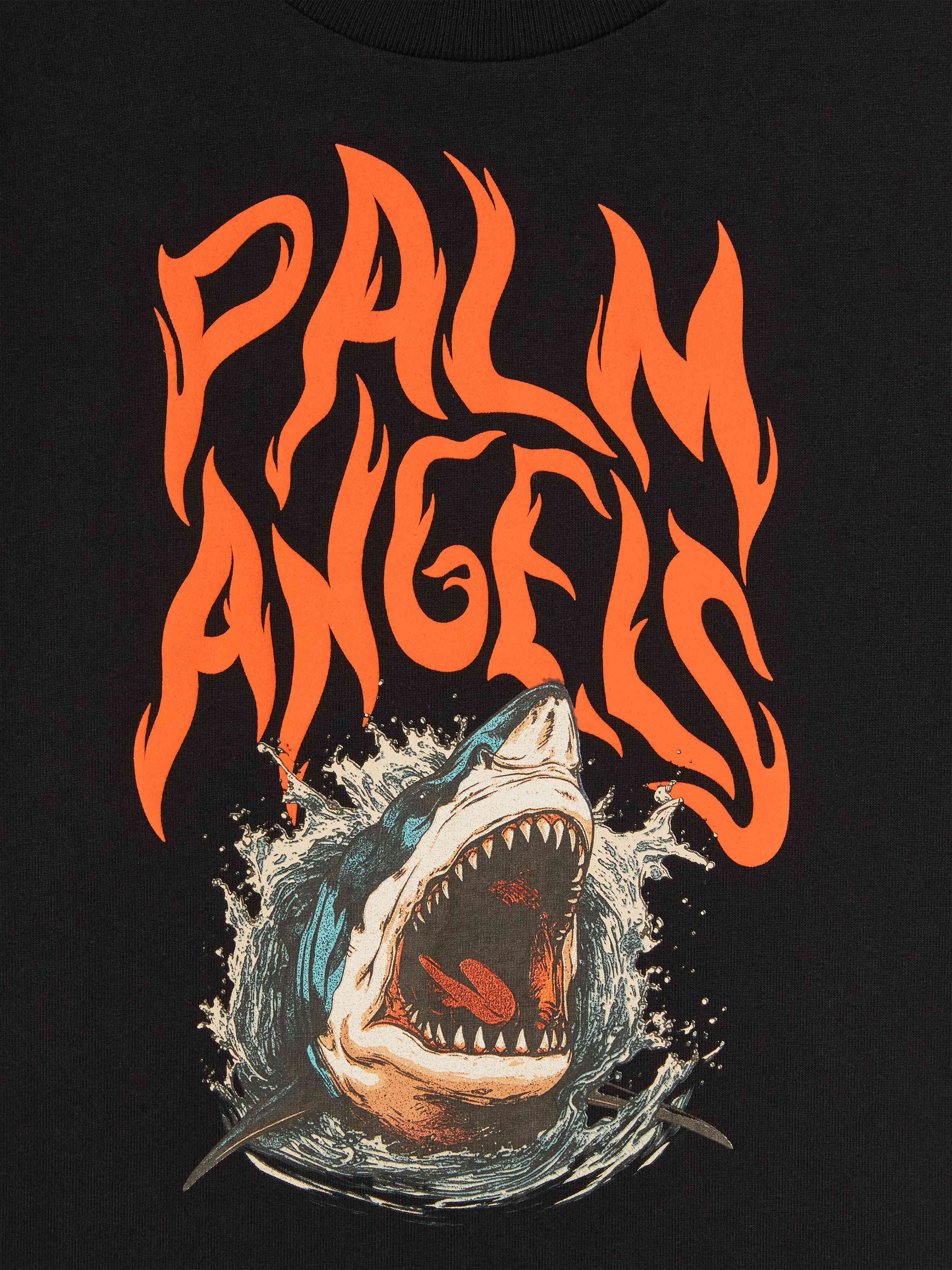 PALM ANGELS  Shark T-shirt BLACK ORANGE PBAA002S25JER003