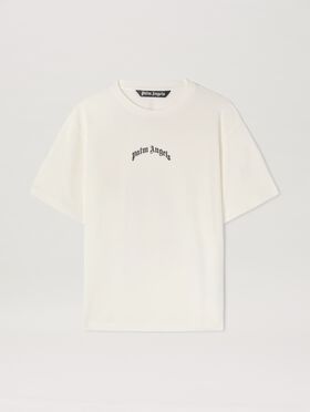 PALM ANGELS  Curved logo Oversize T-shirt OFF WHITE - BLACK PMAA089S25JER004