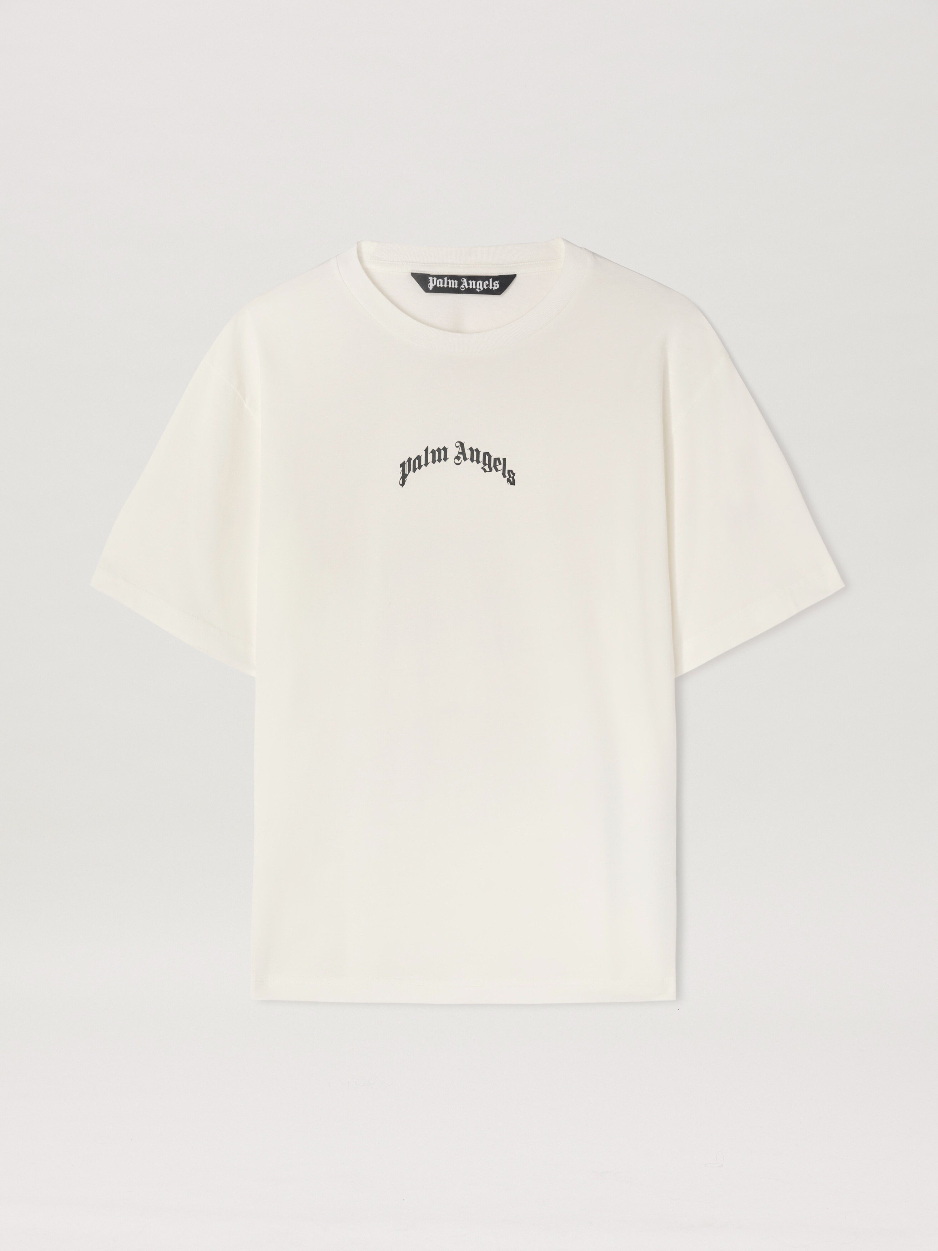 PALM ANGELS  Curved logo Oversize T-shirt OFF WHITE - BLACK PMAA089S25JER004