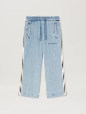 PALM ANGELS  Chambray Track pants DUSTY BLUE OFF WHITE PBCJ002C99FAB003