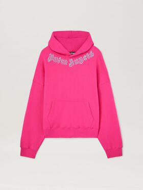 PALM ANGELS  NECK LOGO HOODY FUCHSIA - LIGHT BLUE PMBB058S25FLE002