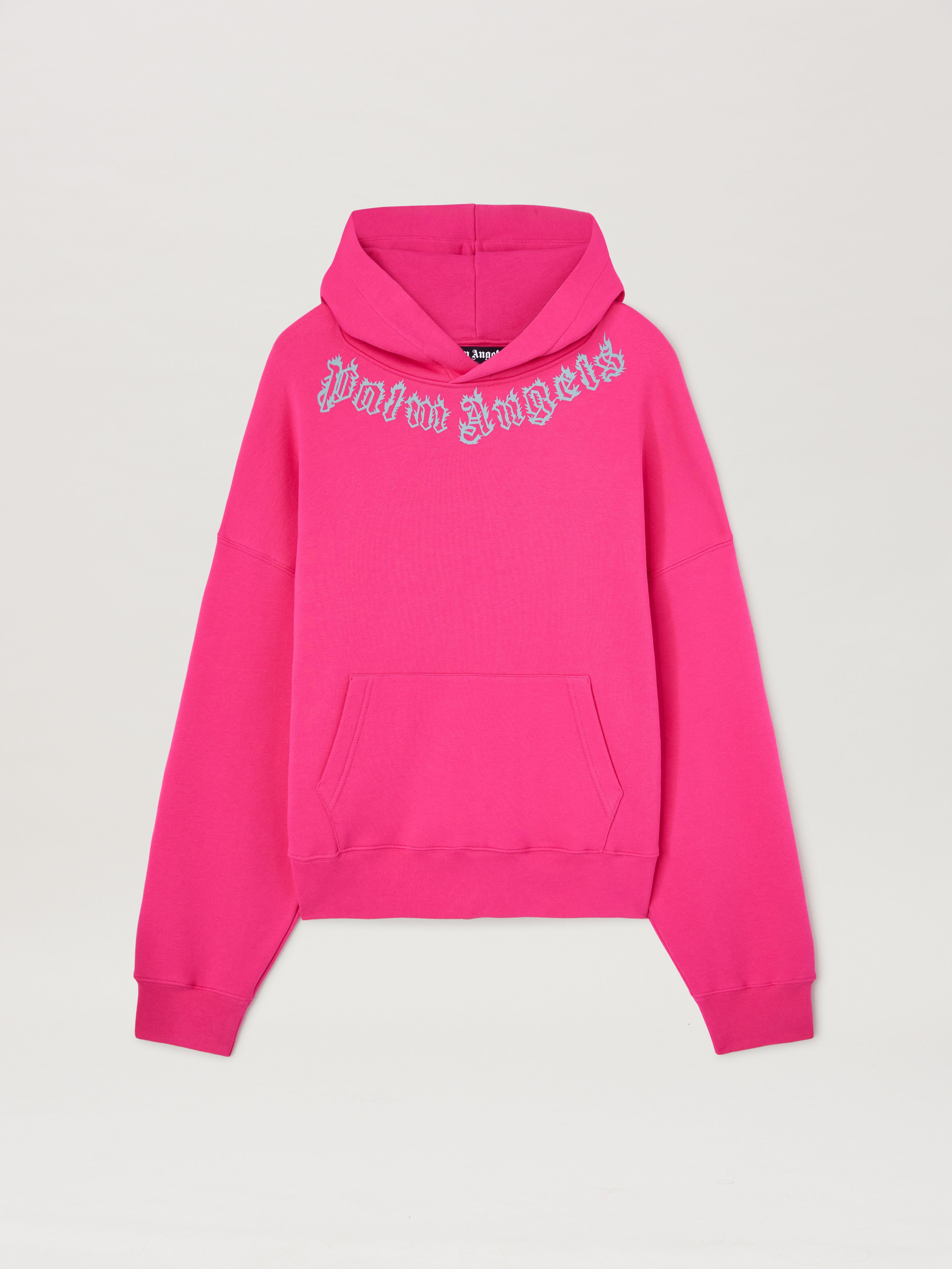 PALM ANGELS  Flame logo hoodie FUCHSIA - LIGHT BLUE PMBB058S25FLE002