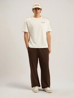 PALM ANGELS Waist Logo Sweatpants BROWN - OFF WHITE PAMCH01F26FL02