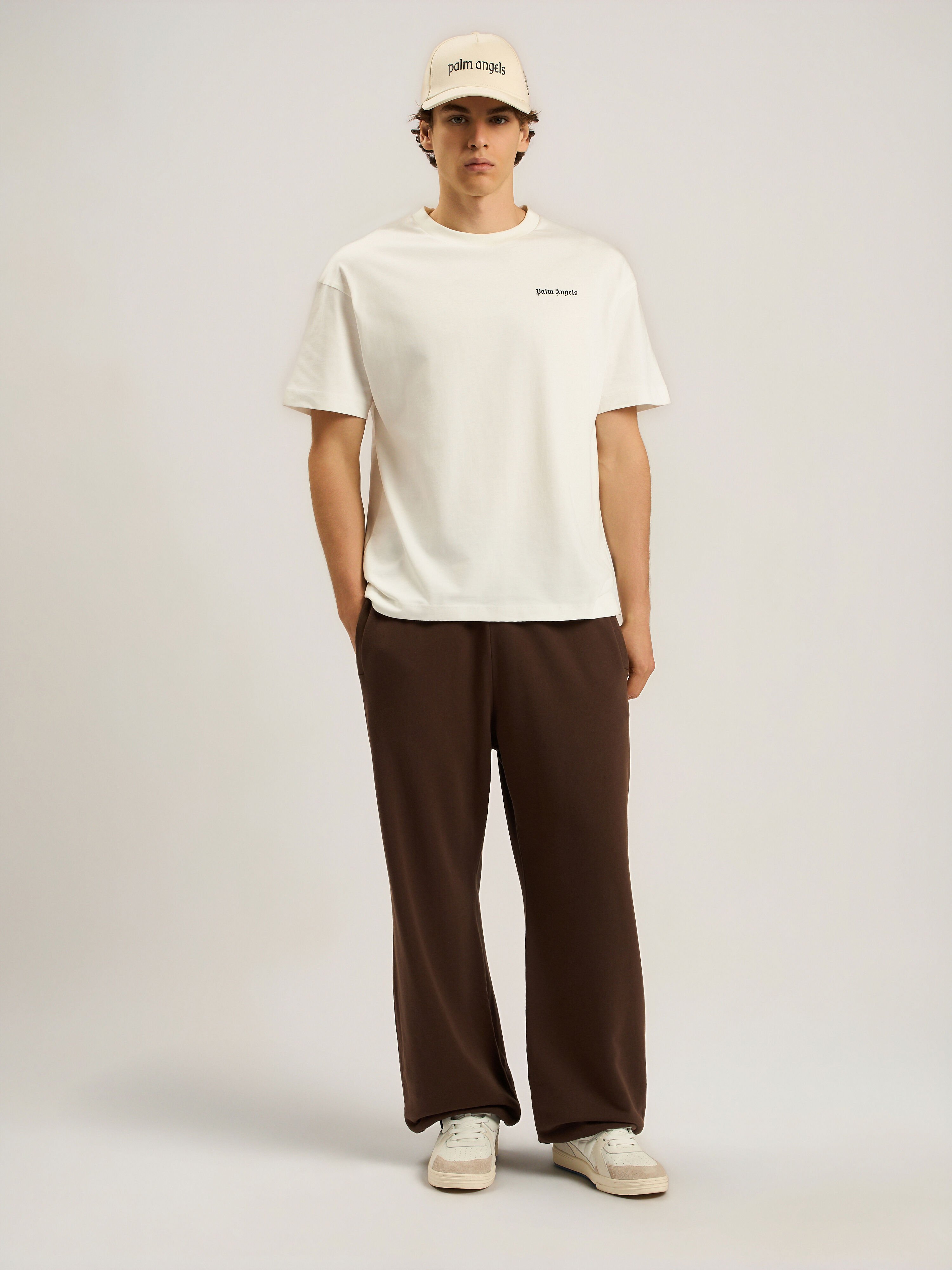 Waist Logo Sweatpants PALM ANGELS Waist Logo Sweatpants BROWN - OFF WHITE PAMCH01F26FL02