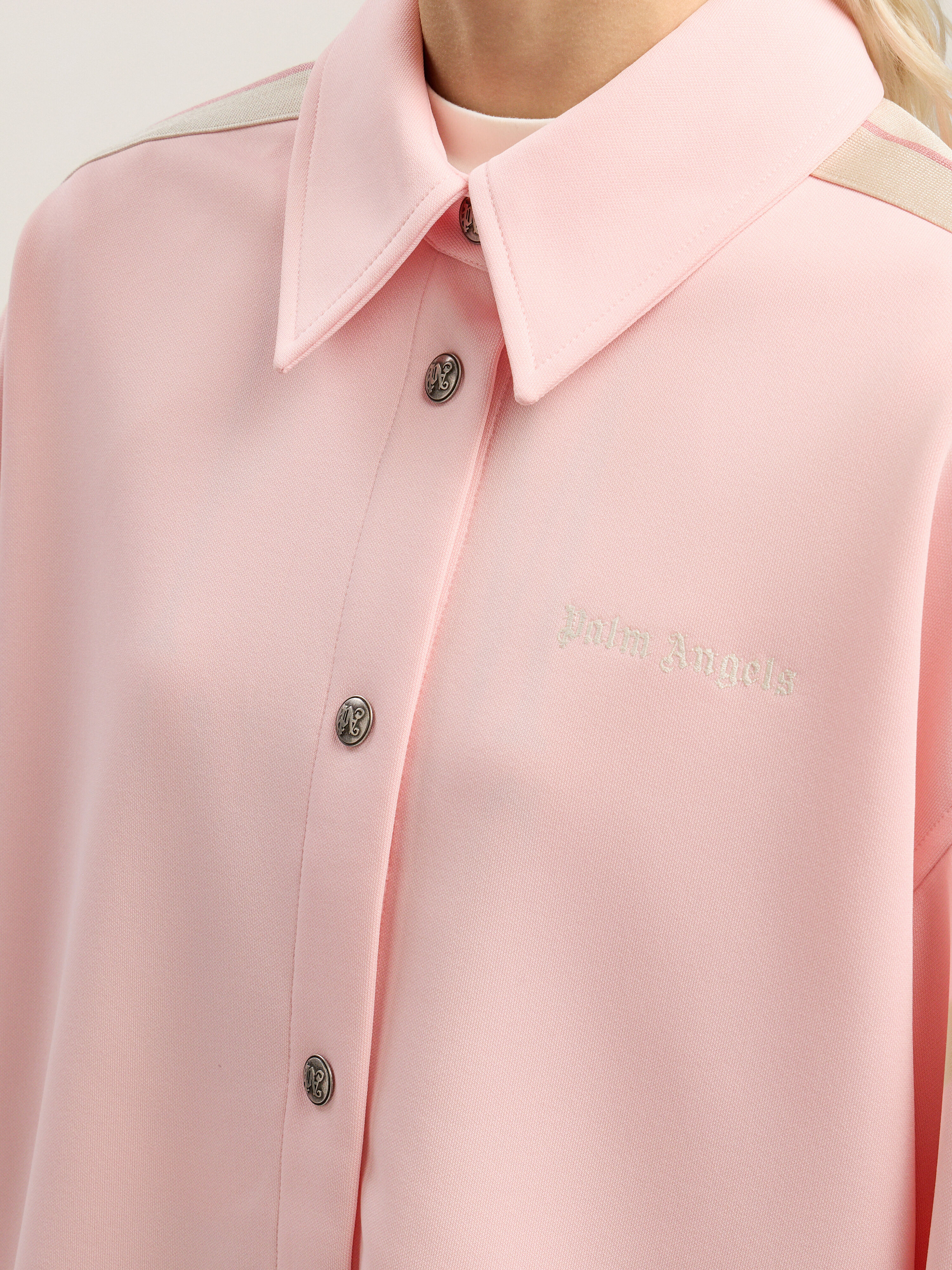 PALM ANGELS Classic Logo Tonal Track Shirt PINK - OFF WHITE PWGA050F25FAB001