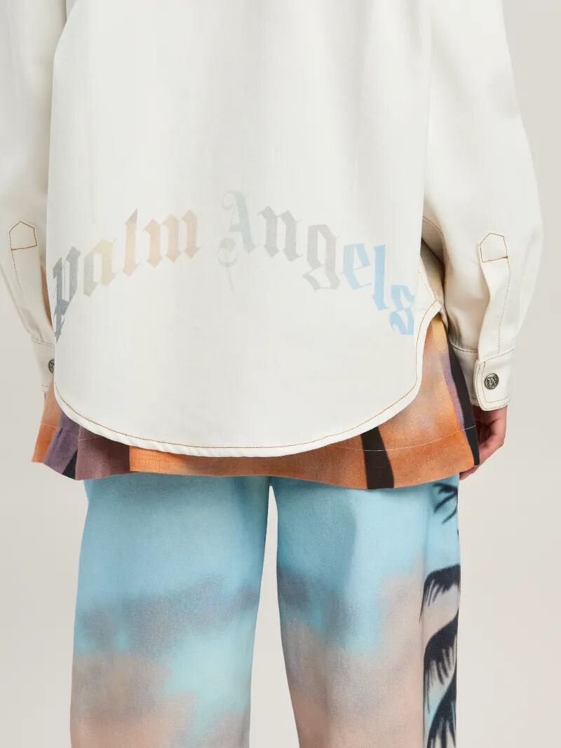 PALM ANGELS  Sunrise Palm denim overshirt OFF WHITE - MULTICOLOR PWYD023S25DEN001