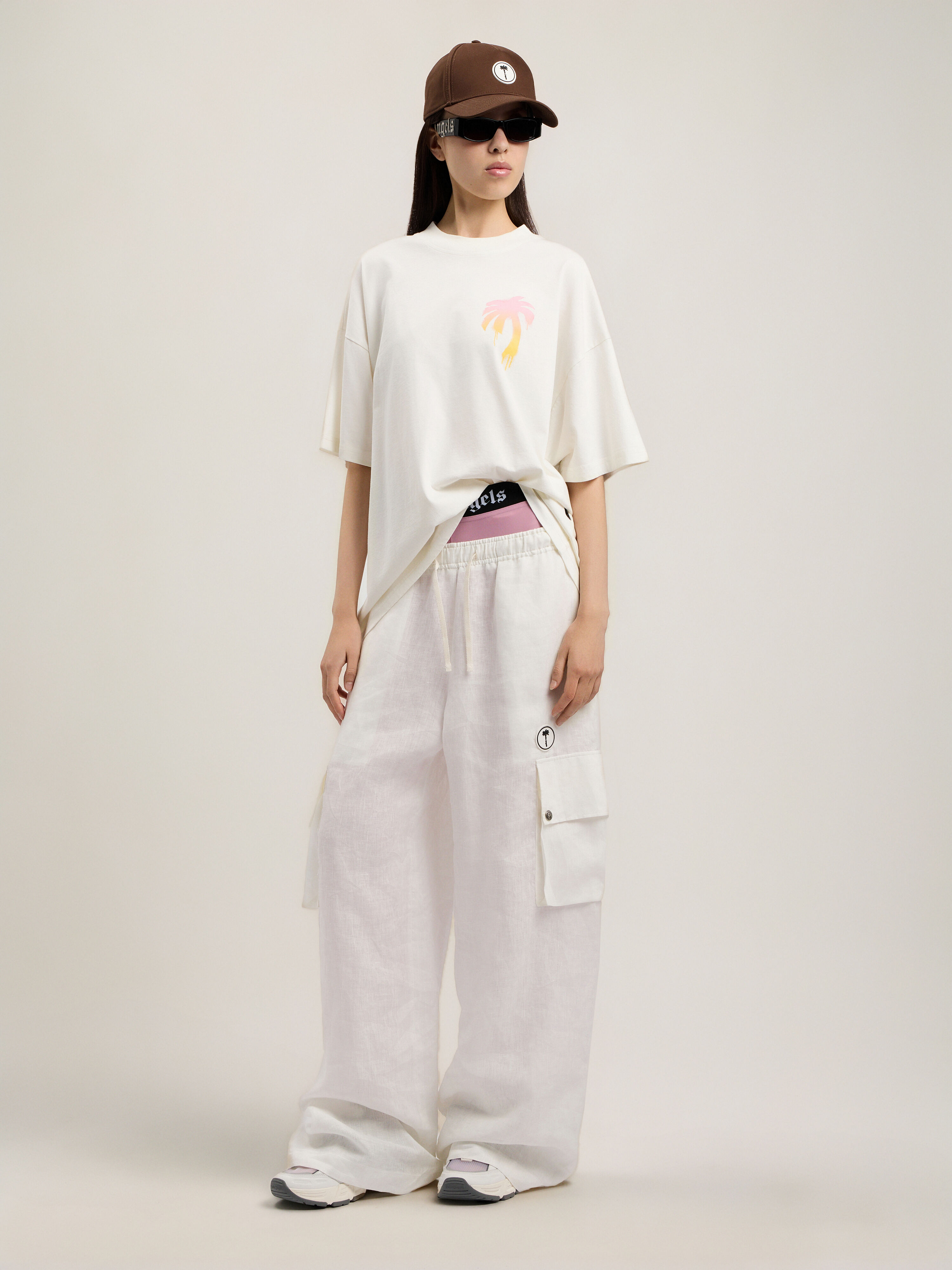 PALM ANGELS I Love PA Loose T-Shirt OFF WHITE BLACK PWAA07BS26JER004