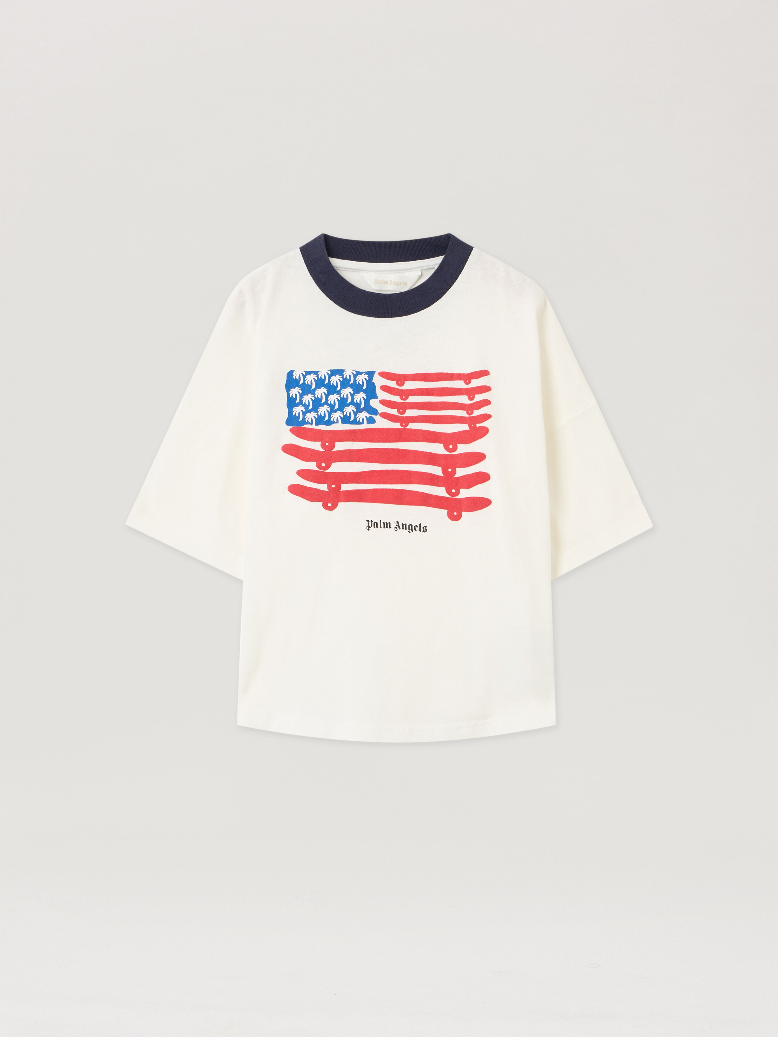 PALM ANGELS Palms Flag Over Tshirt S/S OFF WHITE - RED PBAA002F25JER003