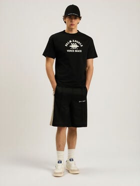 PALM ANGELS Surf Regular T-Shirt BLACK - OFF WHITE PAMAA01F26JR13