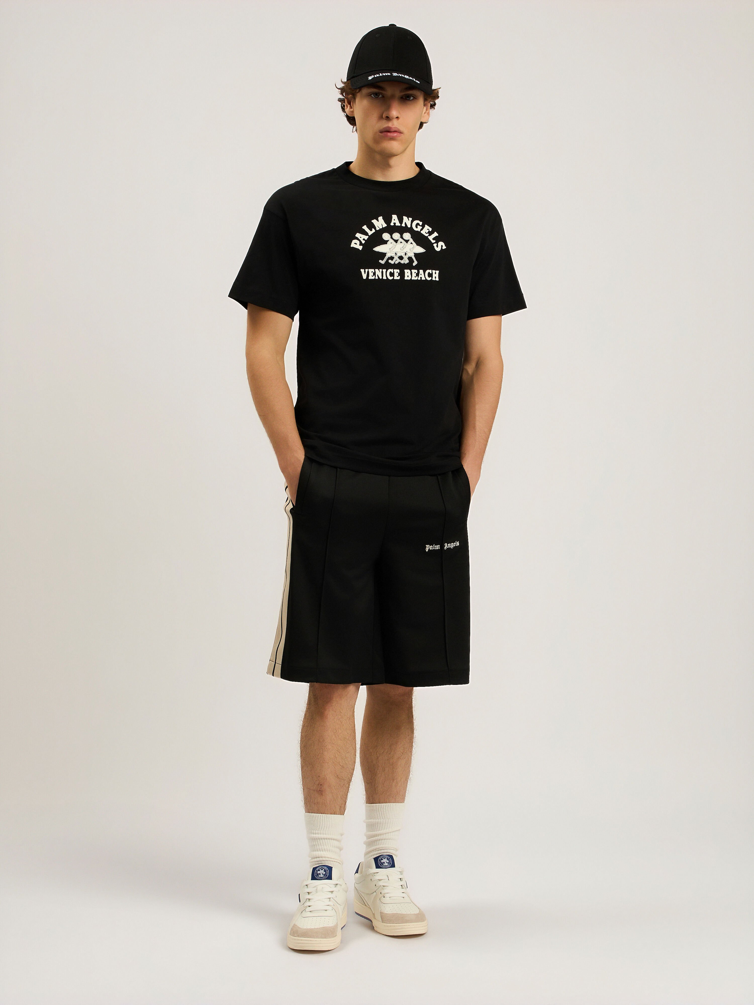 PALM ANGELS Surf Regular T-Shirt BLACK - OFF WHITE PAMAA01F26JR13