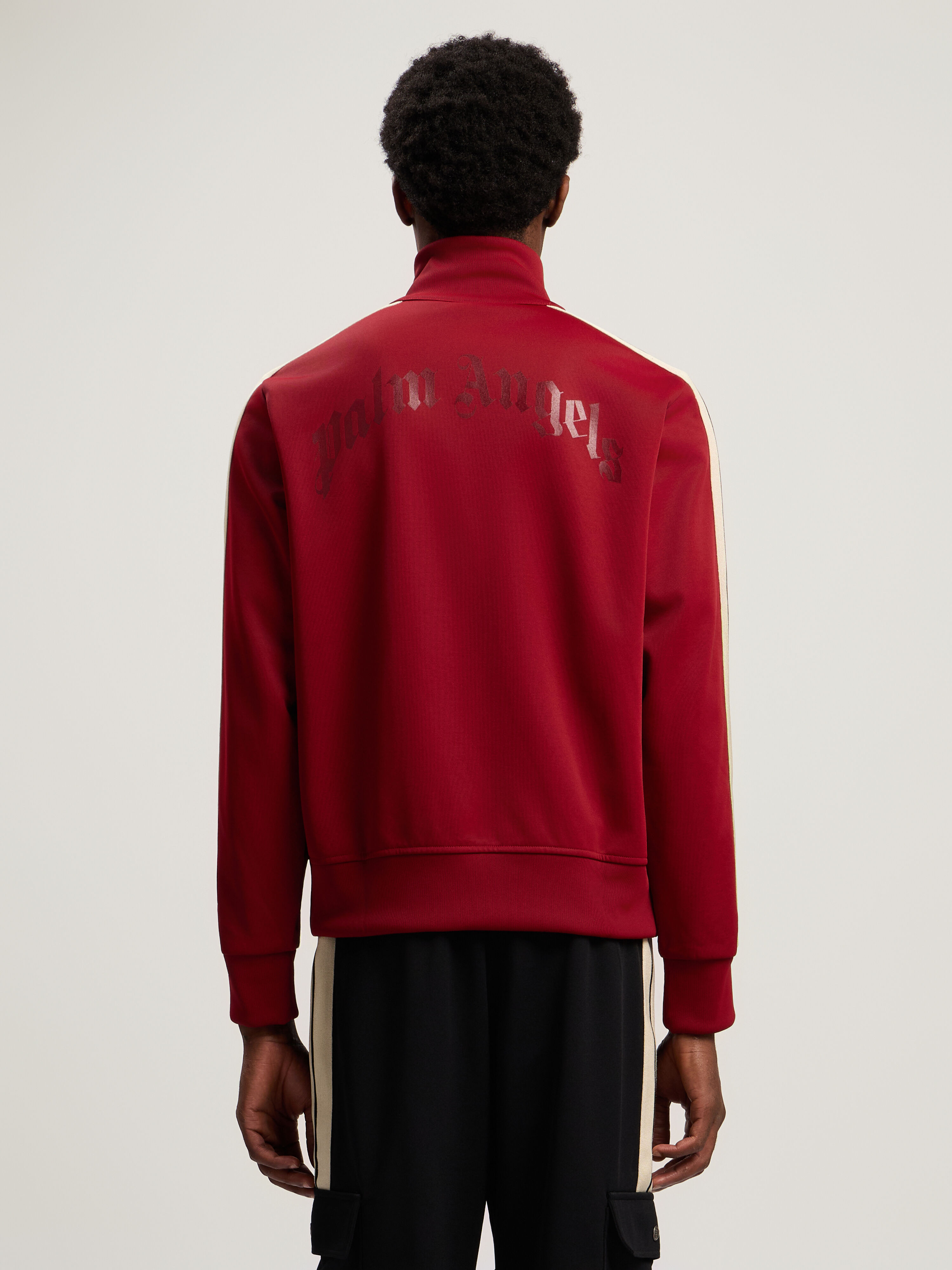 PALM ANGELS Curved Logo Zip-Up Track Jacket RED - OFF WHITE PMBD08HF25FAB001