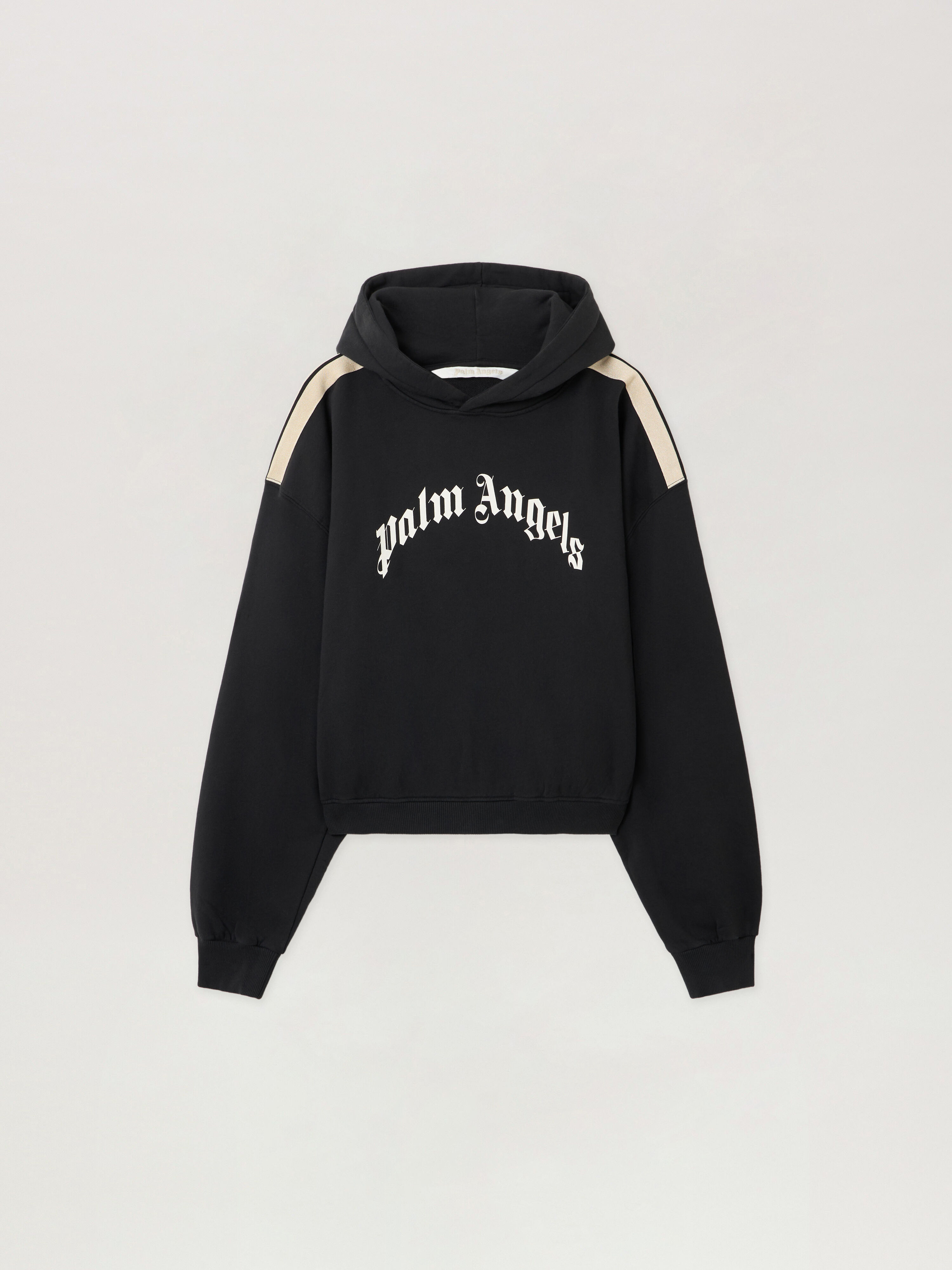 Curved Logo Track Crop Hoodie in BLACK - OFF WHITE for Women