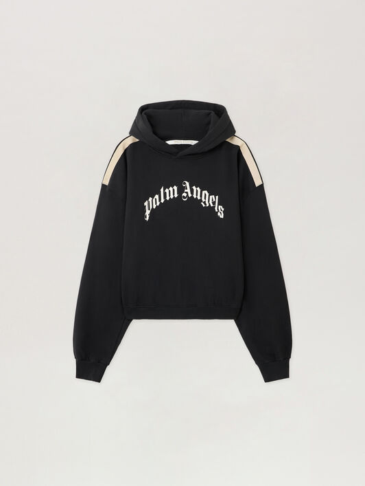 Curved Logo Track Crop Hoodie PALM ANGELS Curved Logo Track Crop Hoodie BLACK - OFF WHITE PWBB076F25FLE006