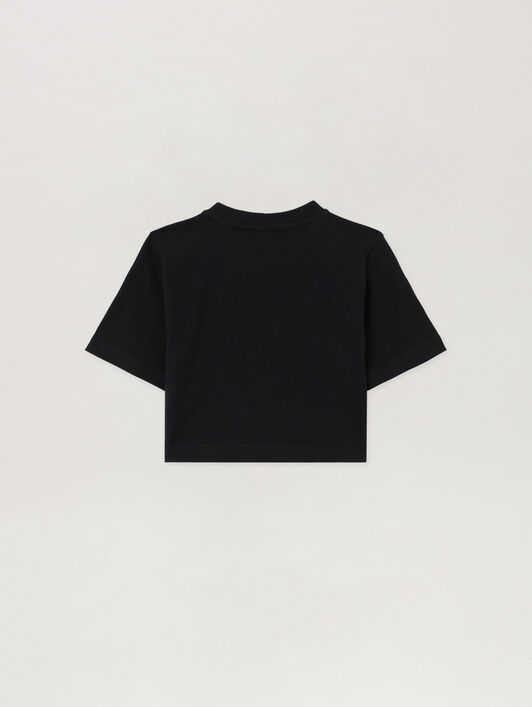 PALM ANGELS Shiny Studs Cropped Over T-Shirt NERO/BLACK PGAA004S26JER001