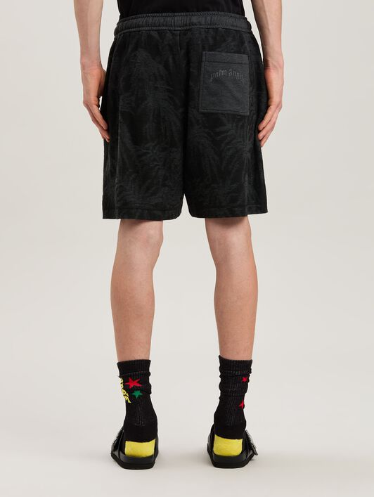 PALM ANGELS  Palms Curved Logo Shorts NERO - GRIGIO PMCI025S25FAB001