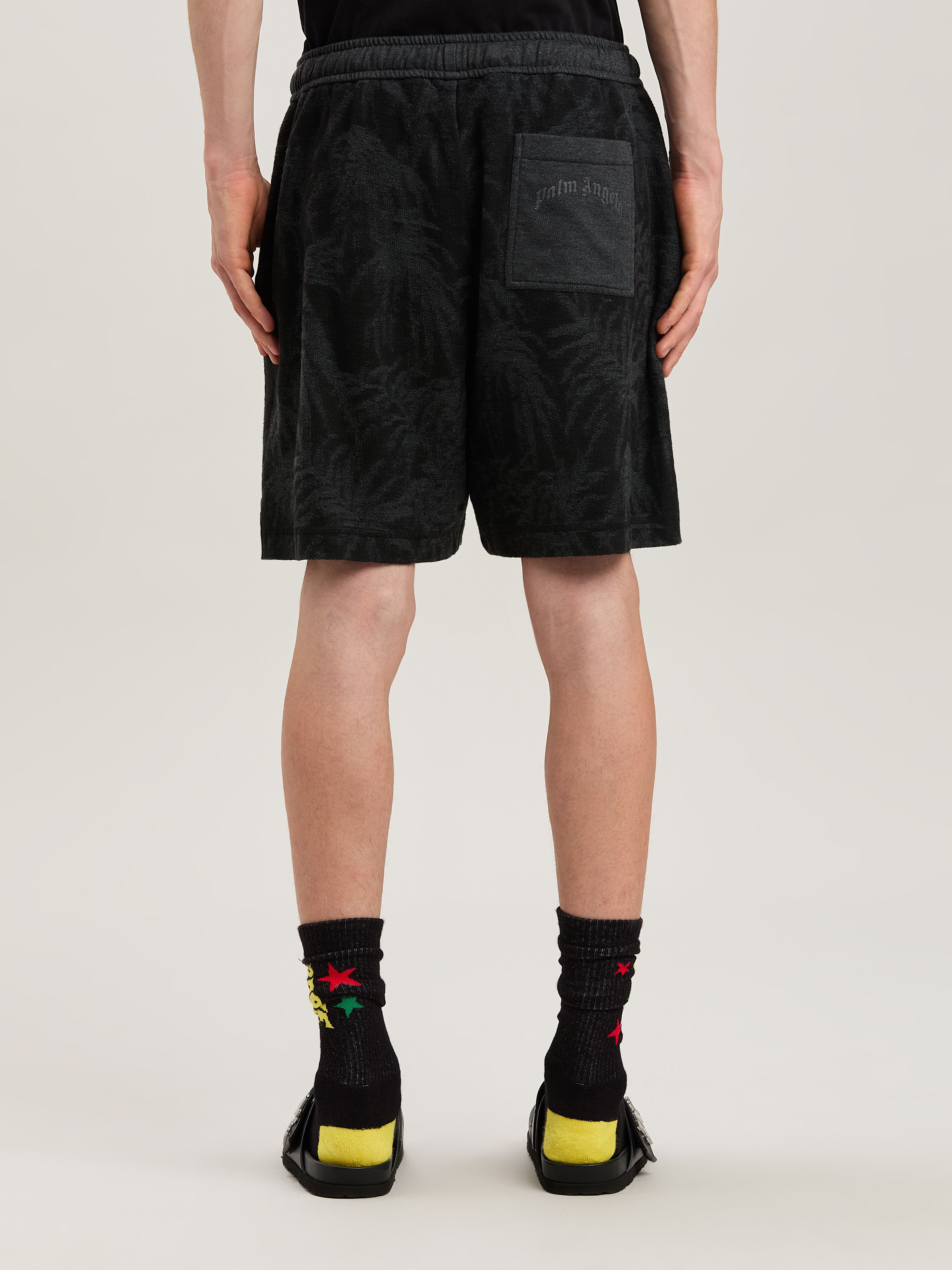 PALM ANGELS  Palms Curved Logo Shorts NERO - GRIGIO PMCI025S25FAB001