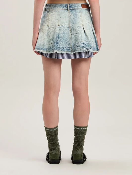 PALM ANGELS  Palms jacquared denim miniskirt MEDIUM BLUE - LIGHT BLUE PWYF019S25DEN001