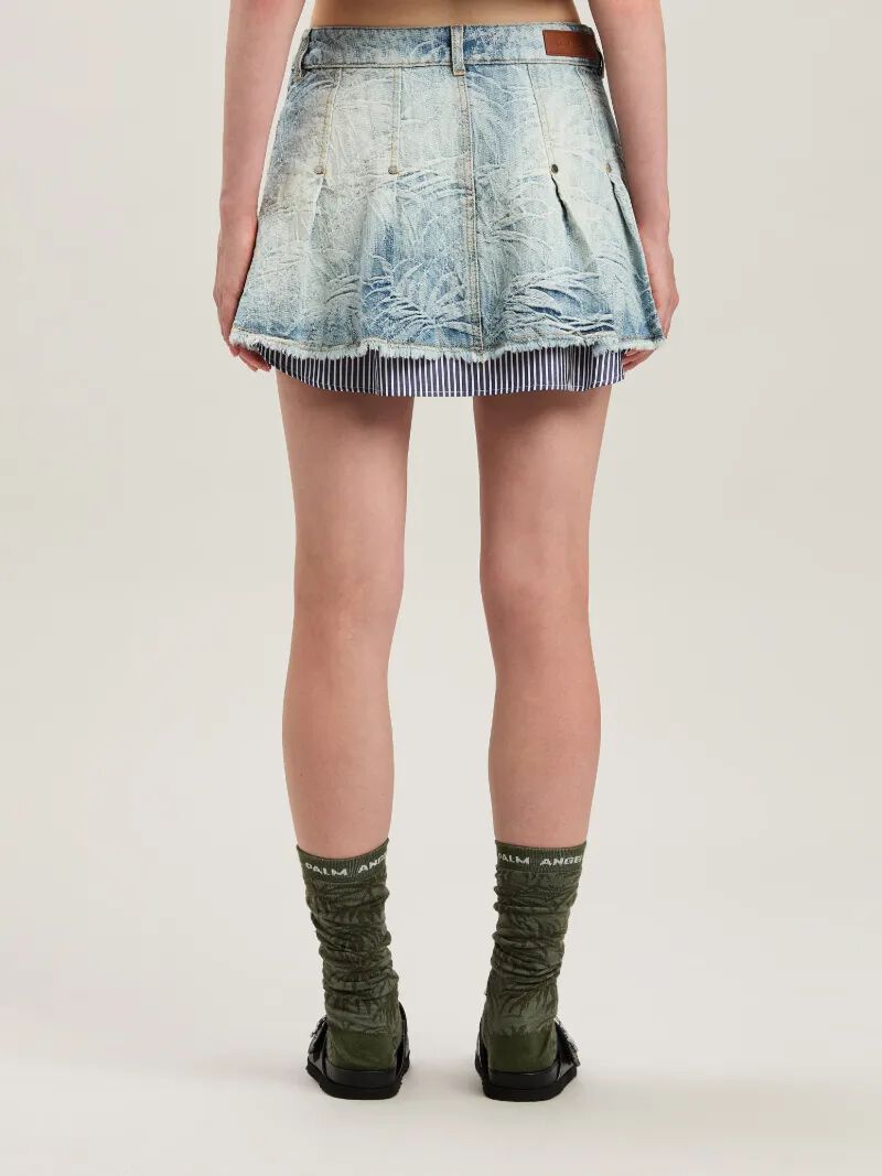 PALM ANGELS  Palms jacquared denim miniskirt MEDIUM BLUE - LIGHT BLUE PWYF019S25DEN001