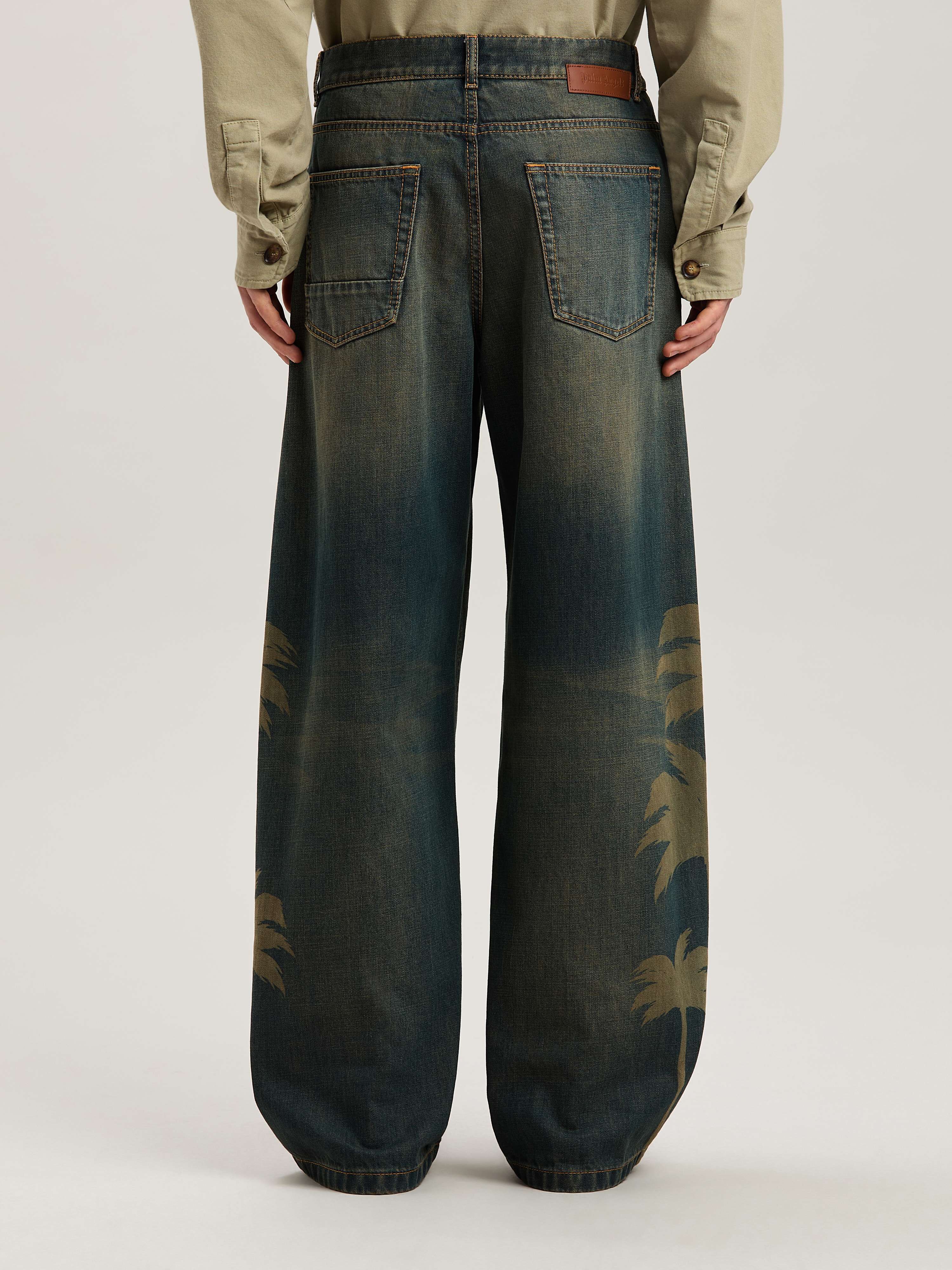PALM ANGELS  Palm lasered denim pants MARRONE - GRIGIO PMYA049S25DEN001