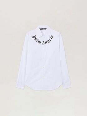 PALM ANGELS Neck Logo Shirt OFF WHITE BLACK PMGE04KS26FAB001