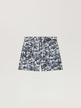 PALM ANGELS Palm Waves Swim Shorts BLACK - OFF WHITE PAMFD03F26FB01