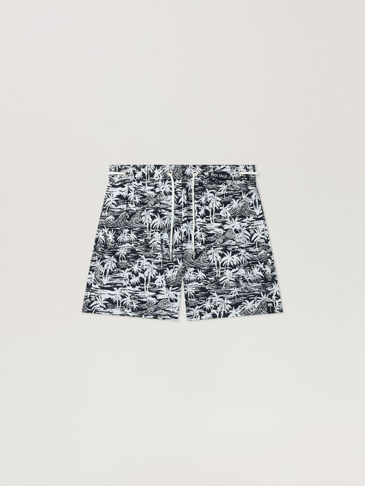 Palm Waves Swim Shorts PALM ANGELS Palm Waves Swim Shorts BLACK - OFF WHITE PAMFD03F26FB01
