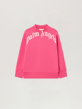 PALM ANGELS Curved Logo. Crewneck FUCSIA/FUCHSIA PGBA013S26FLE001