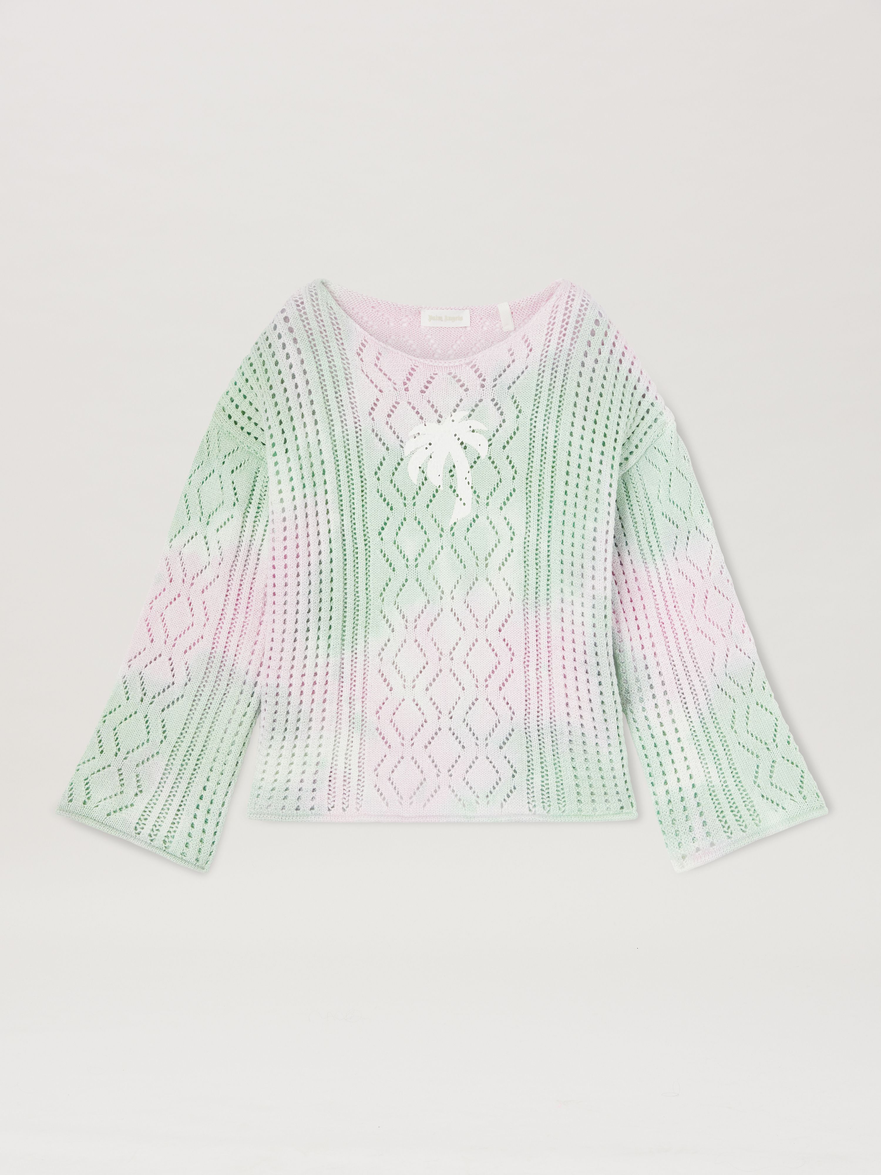 PALM ANGELS  Tie and dye crochet sweater ROSE PINK BUTTER PGHE005S25KNI001