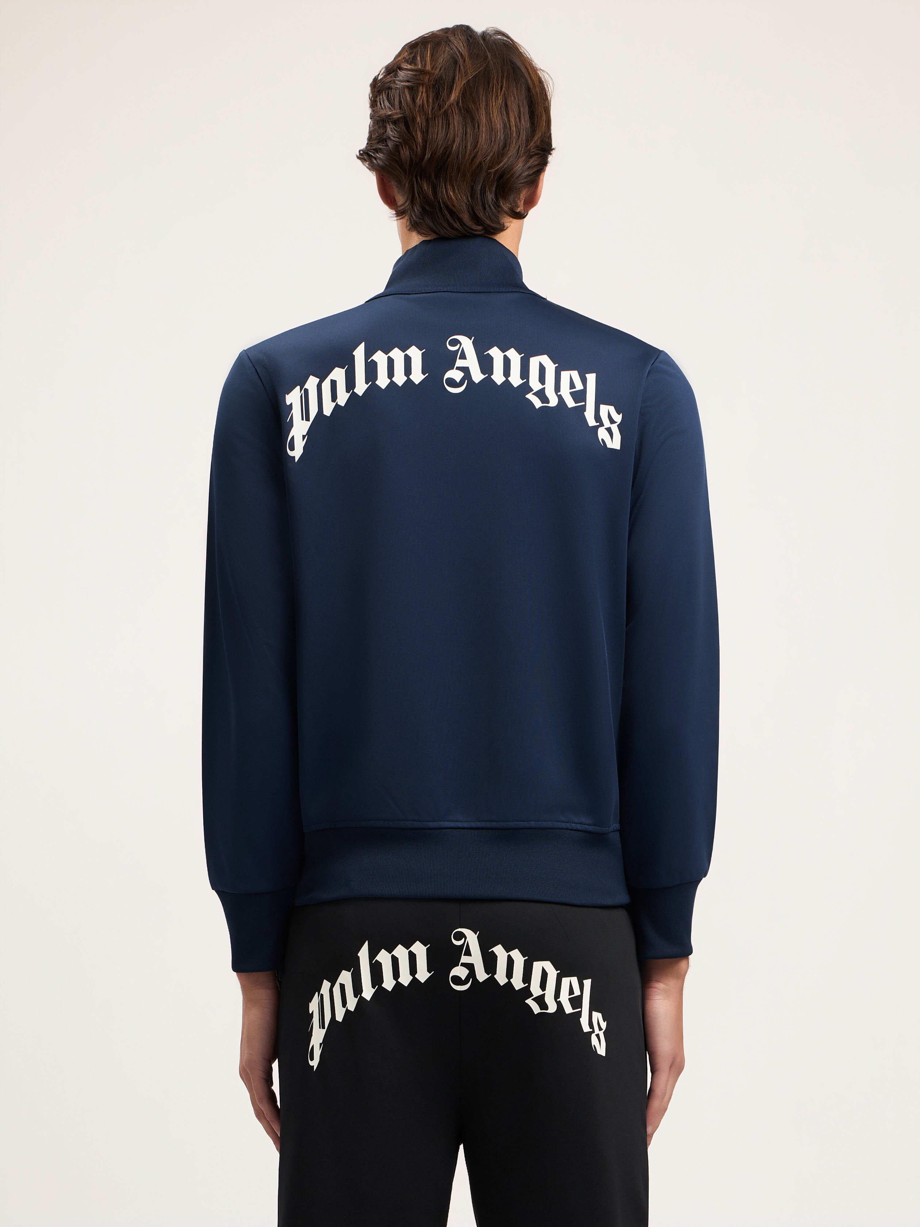 Curved Logo Track Jacket in NAVY BLUE OFF WHITE for Men | Palm Angels®