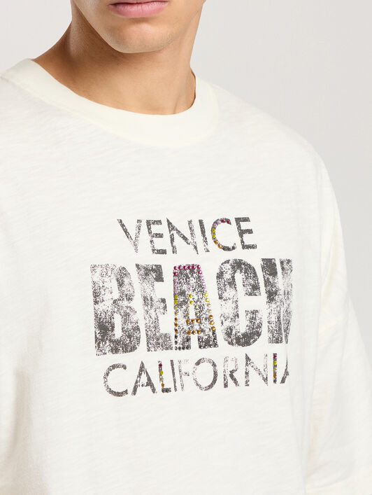 PALM ANGELS Cali Vibes Loose Tee OFF WHITE - MULTICOLOR PAMAA03F26JR05
