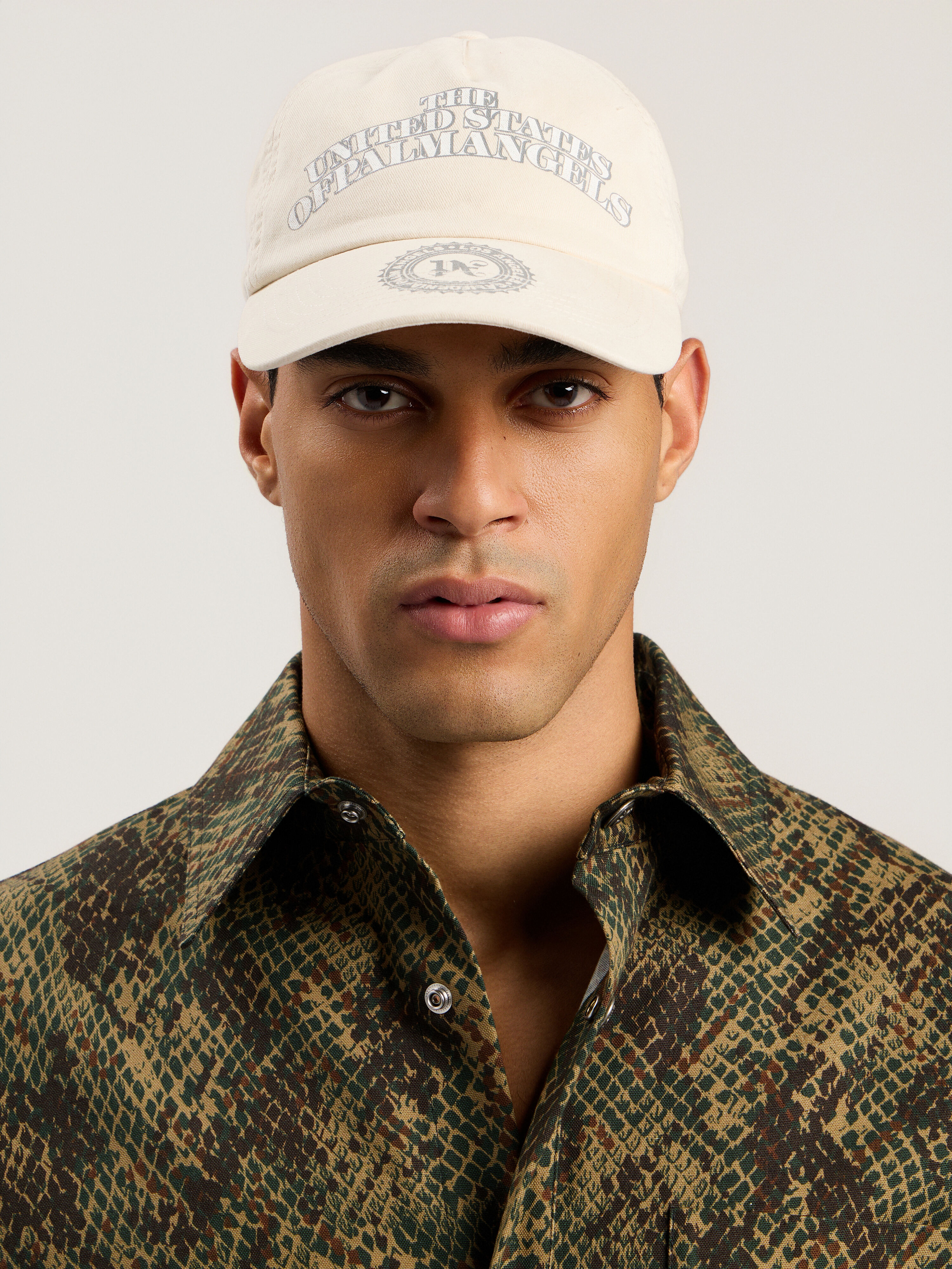 PALM ANGELS Dollar Embroidered Cap OFF WHITE - BLACK PMLB104F25FAB00A