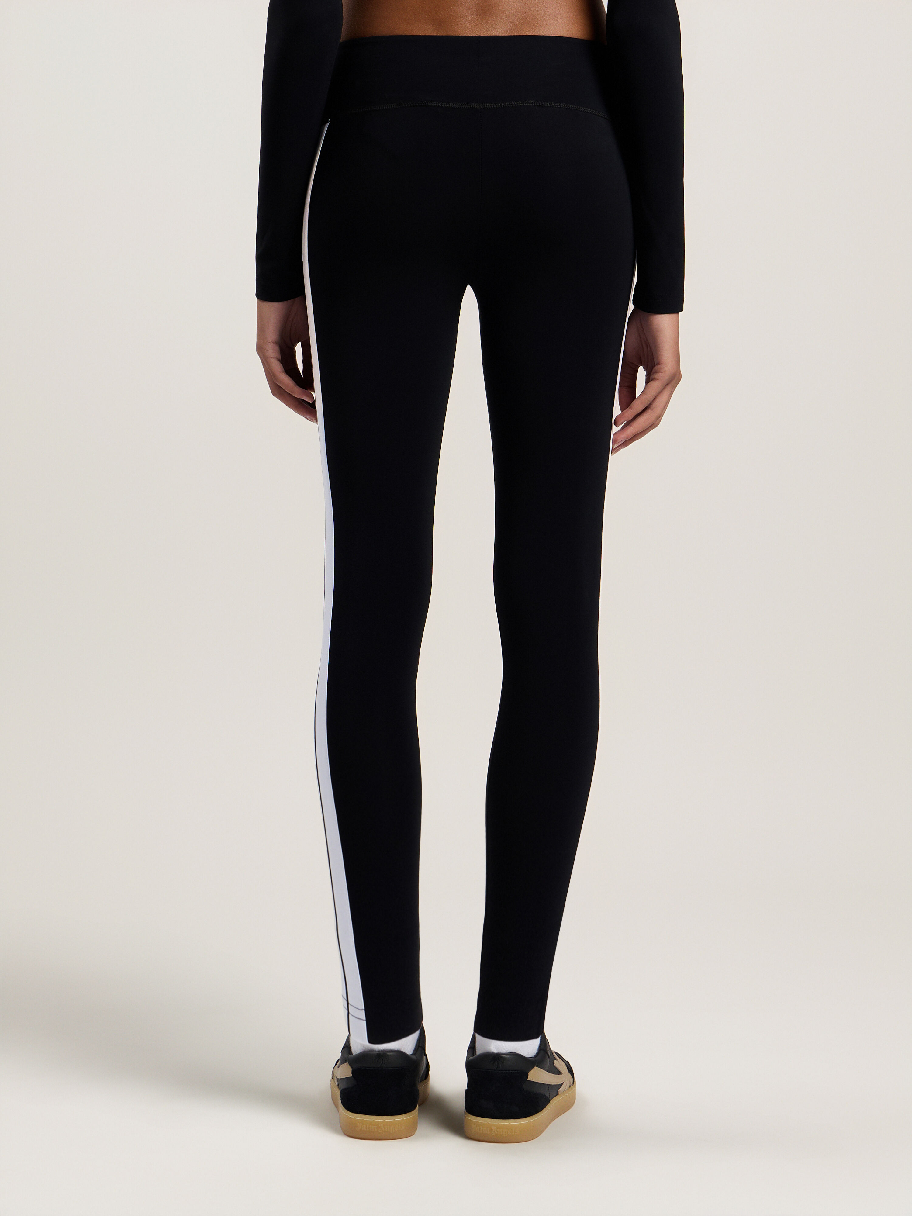 Training Track Leggings in BLACK WHITE for Women | Palm Angels®