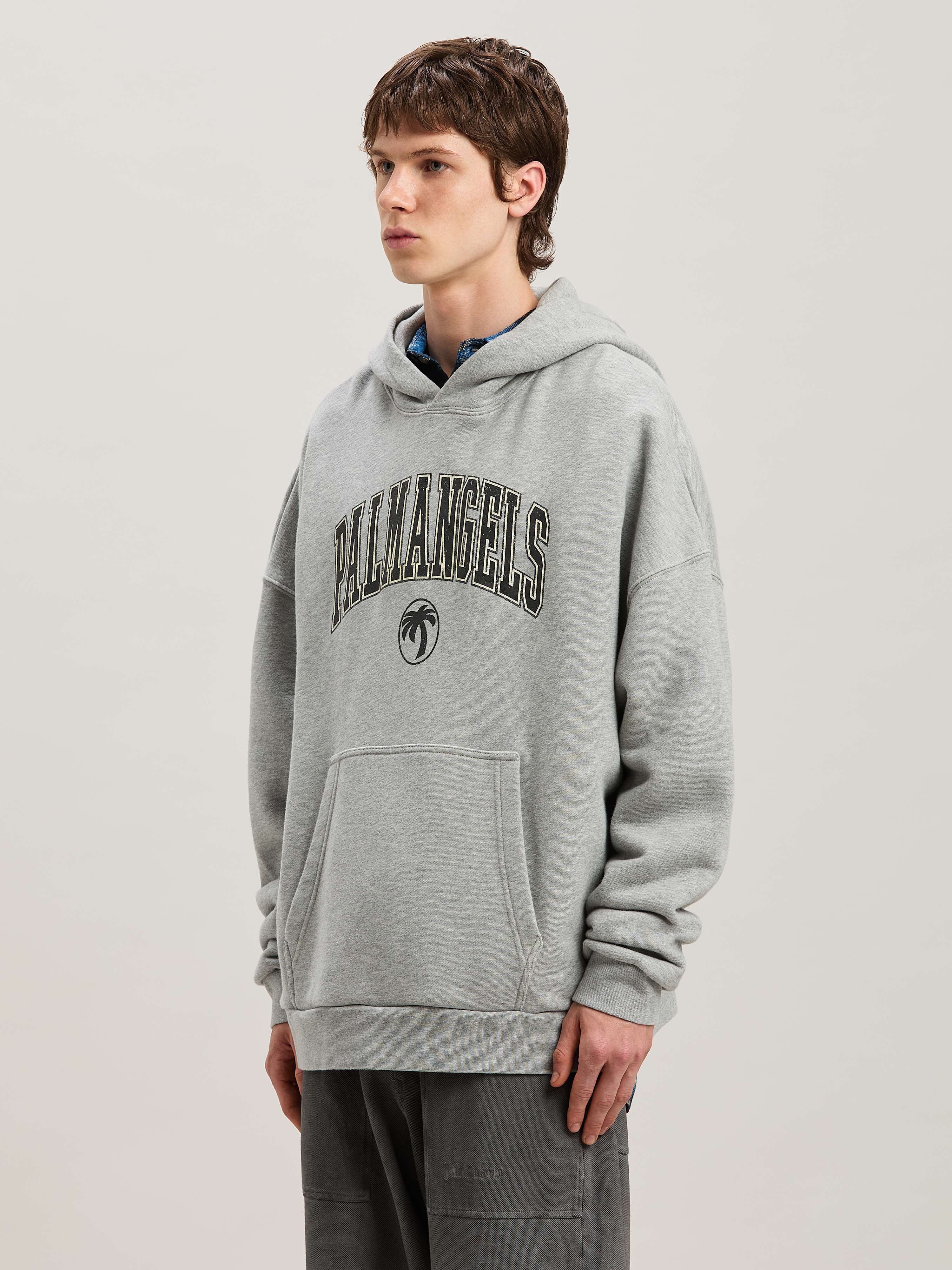 PALM ANGELS  College Oval Palm Hoodie GREY MELANGE - BLACK PMBB155S25FLE001