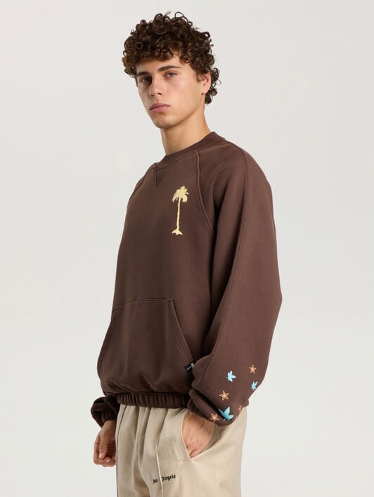Feel High Regular Crewneck Sweatshirt PALM ANGELS Feel High Regular Crewneck Sweatshirt BROWN - MULTICOLOR PAMBA07F26FL01