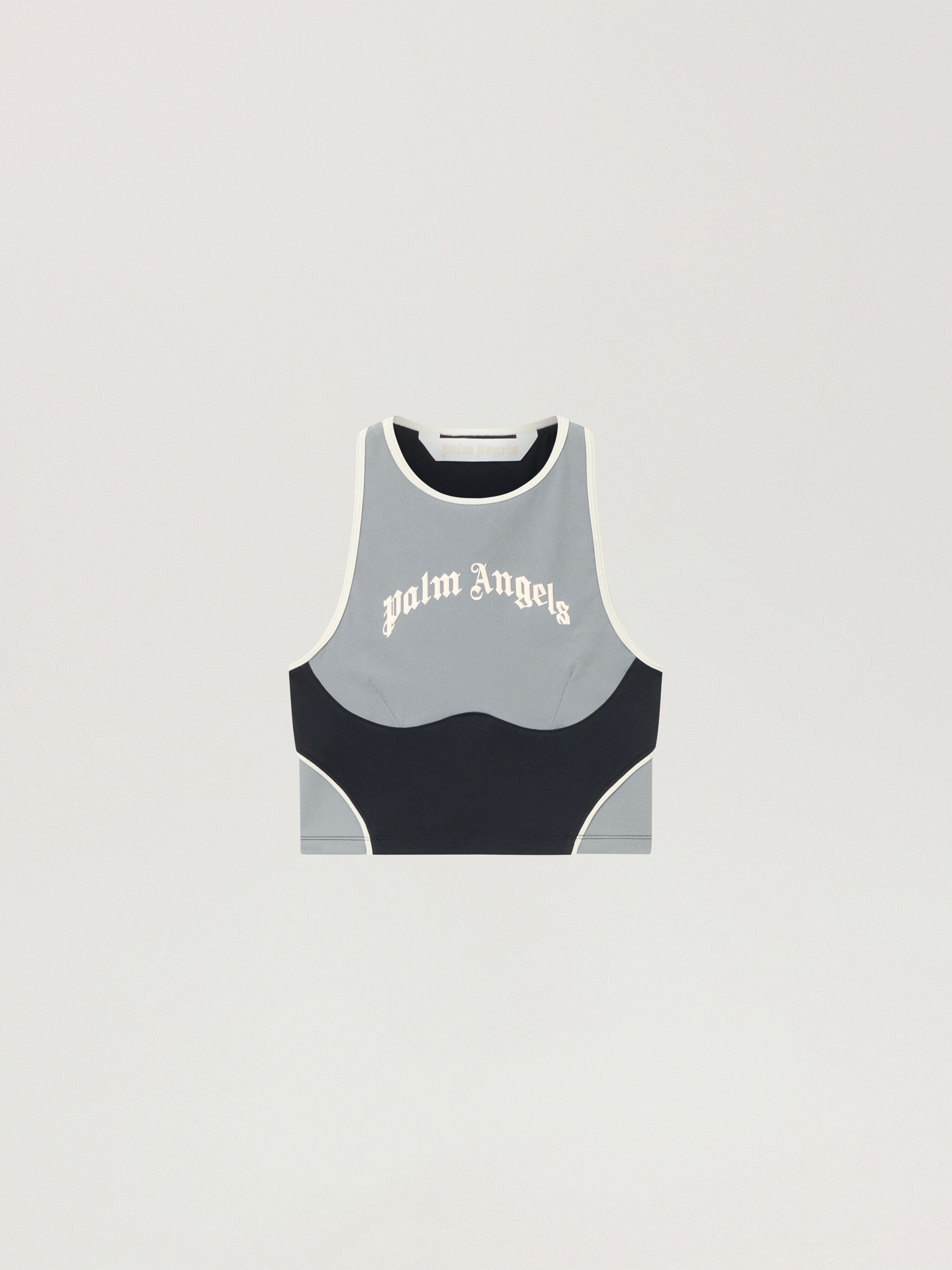Curved Logo Colour-Block Tank Top PALM ANGELS Curved Logo Colour-Block Tank Top BLACK - GREY PAWVO03F26FB01