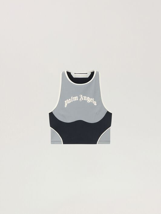 Curved Logo Colour-Block Tank Top PALM ANGELS Curved Logo Colour-Block Tank Top BLACK - GREY PAWVO03F26FB01