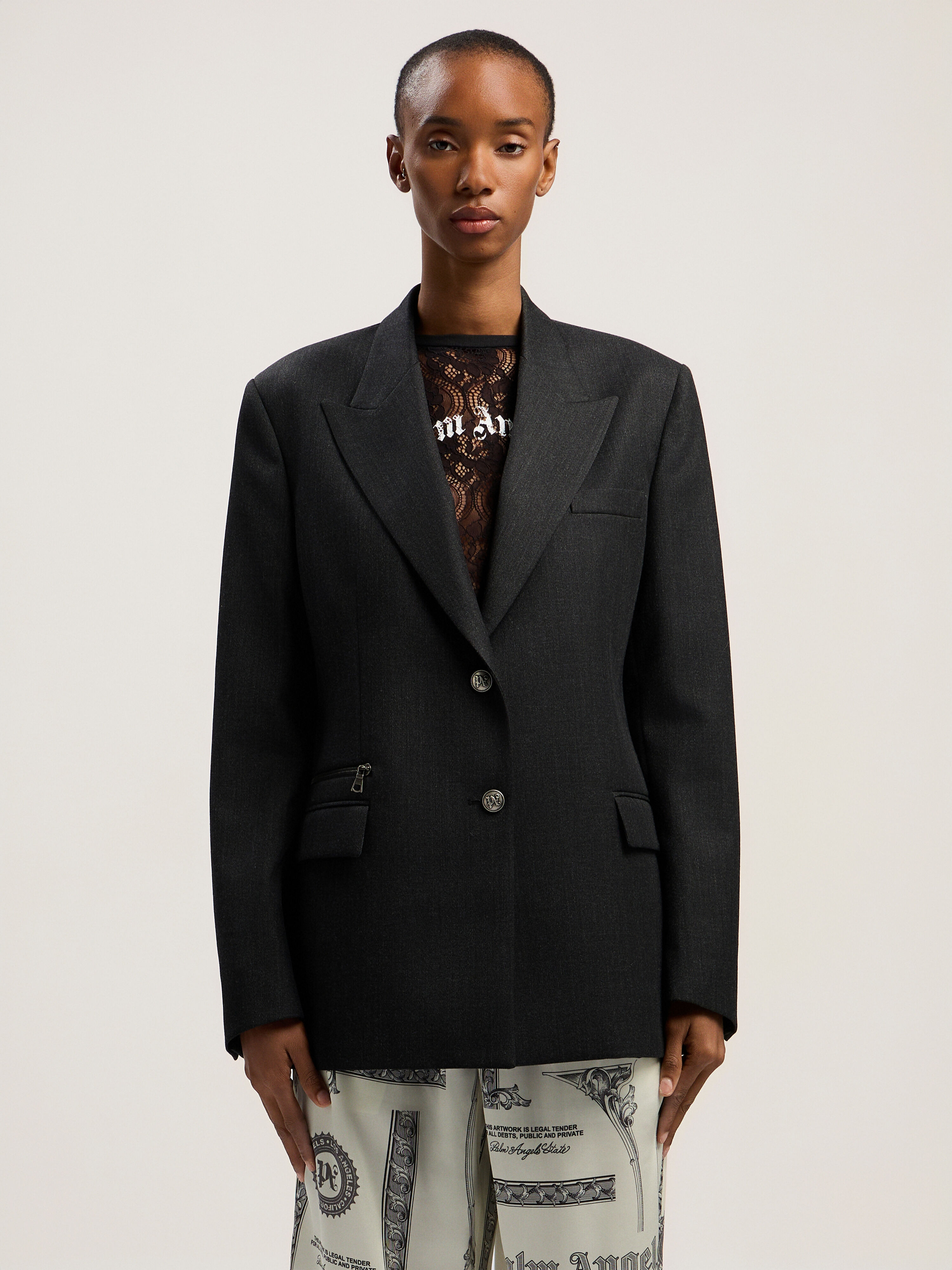 PALM ANGELS Urban Tailoring Blazer ANTHRACITE - BLACK PWEN055F25FAB001