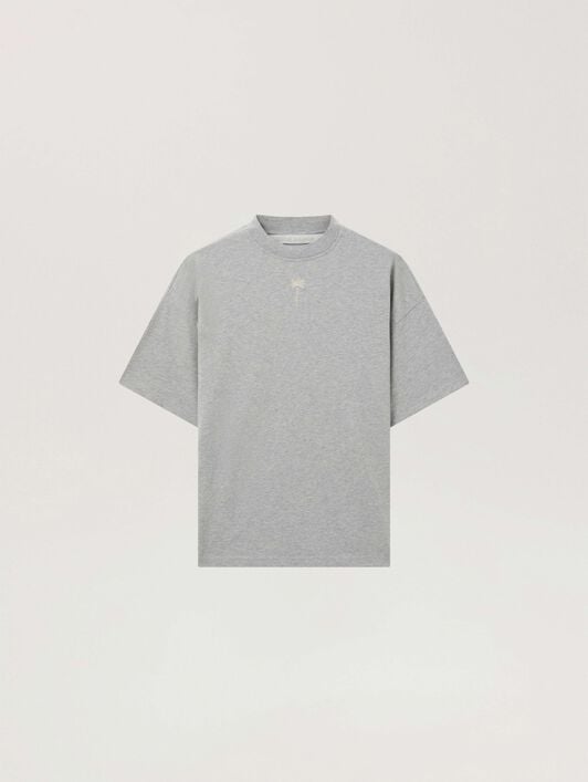 Palm Shadow Loose T-Shirt PALM ANGELS Palm Shadow Loose T-Shirt GREY MELANGE - OFF WHITE PAWAA05W26JR03