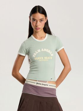 PALM ANGELS Cali Vibes Vintage Slim T-Shirt SAGE - LIGHT YELLOW PAWAA04F26JR03
