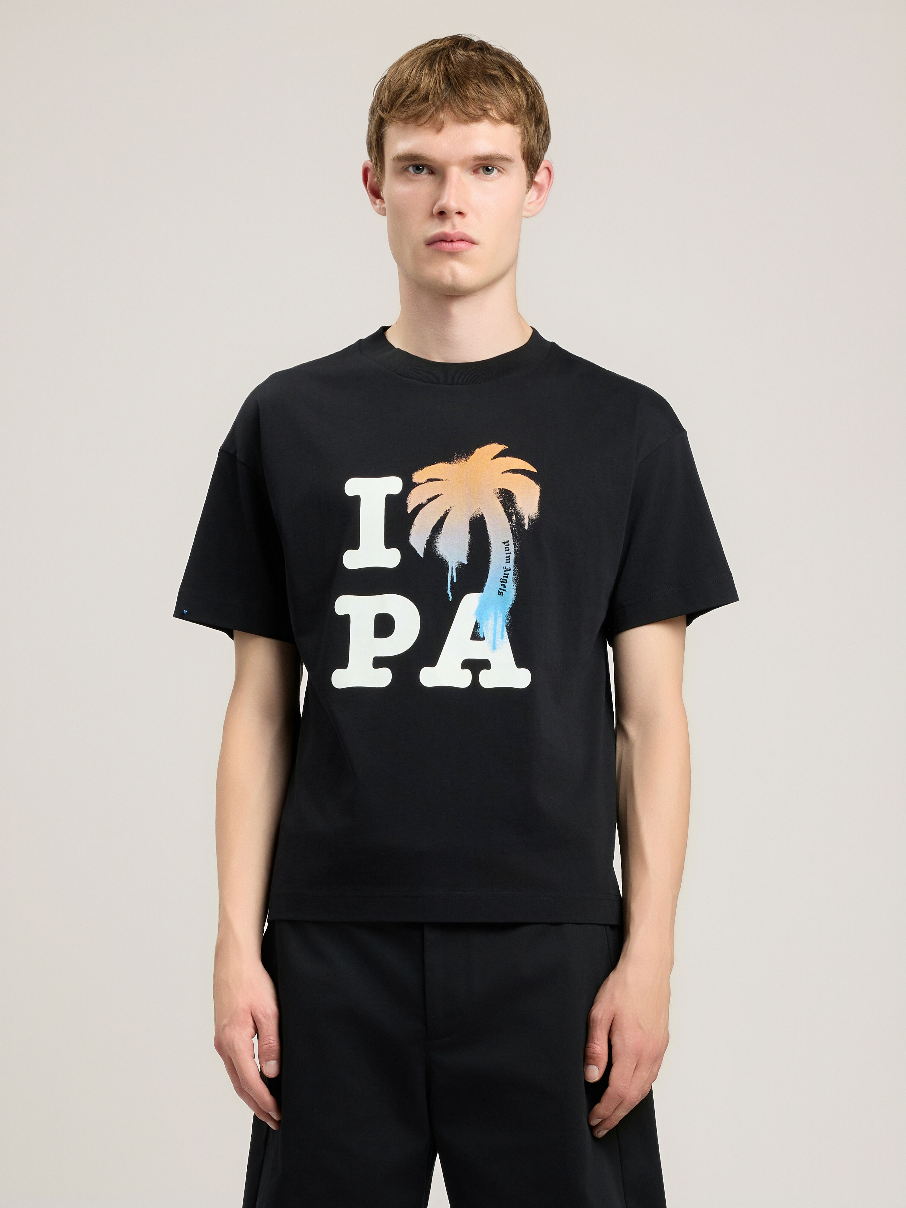 PALM ANGELS I Love PA T-Shirt BLACK WHITE PMAA109S26JER007