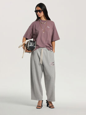 PALM ANGELS Palm Sway Loose T-Shirt MAUVE - OFF WHITE PAWAA05F26JR01
