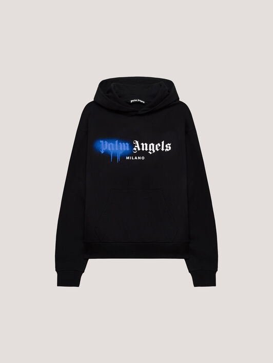 PALM ANGELS Spray Milan Hoodie Black/Blue PMBB17DT26FLE004