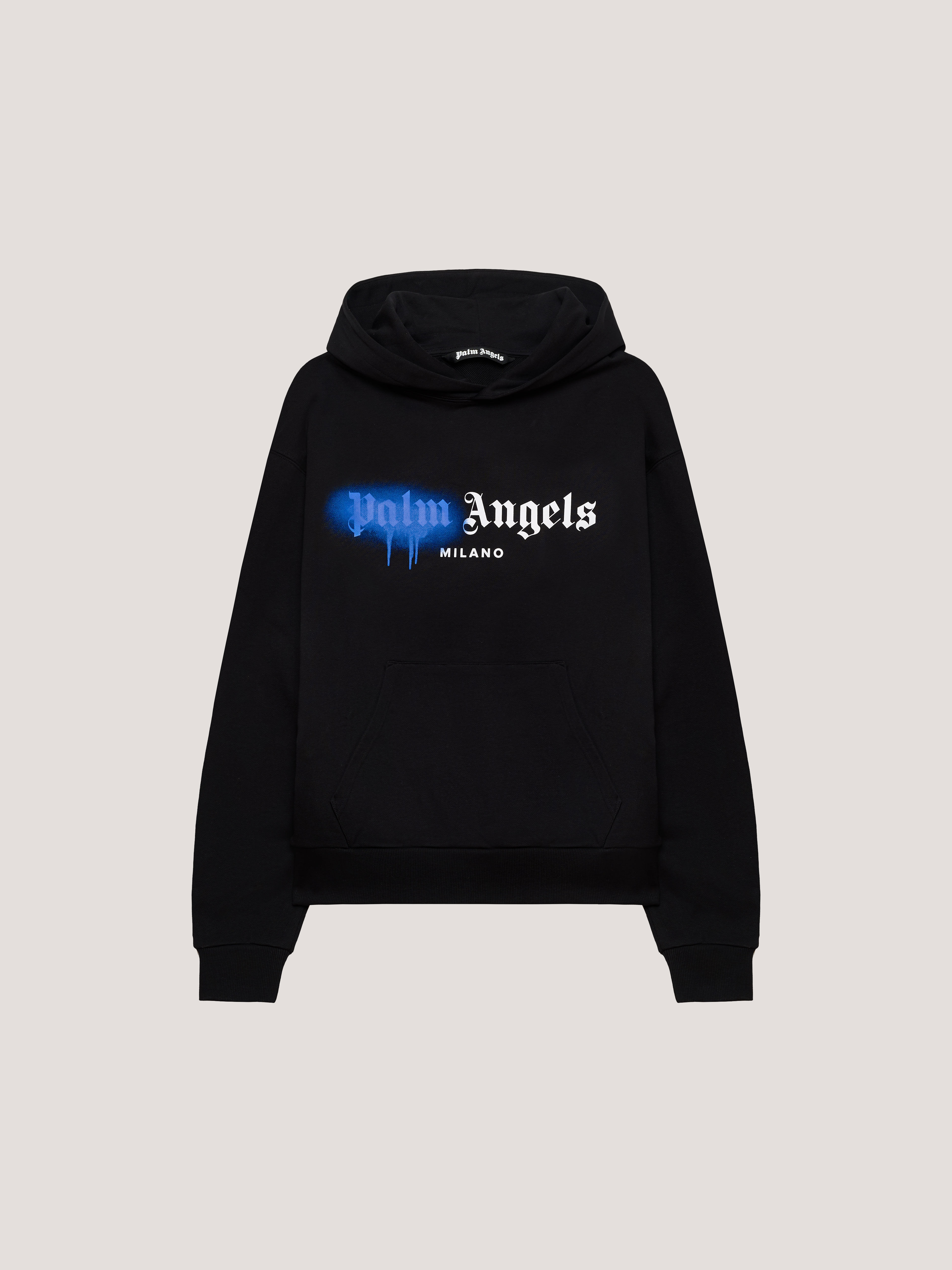 PALM ANGELS Spray Milan Hoodie Black/Blue PMBB17DT26FLE004
