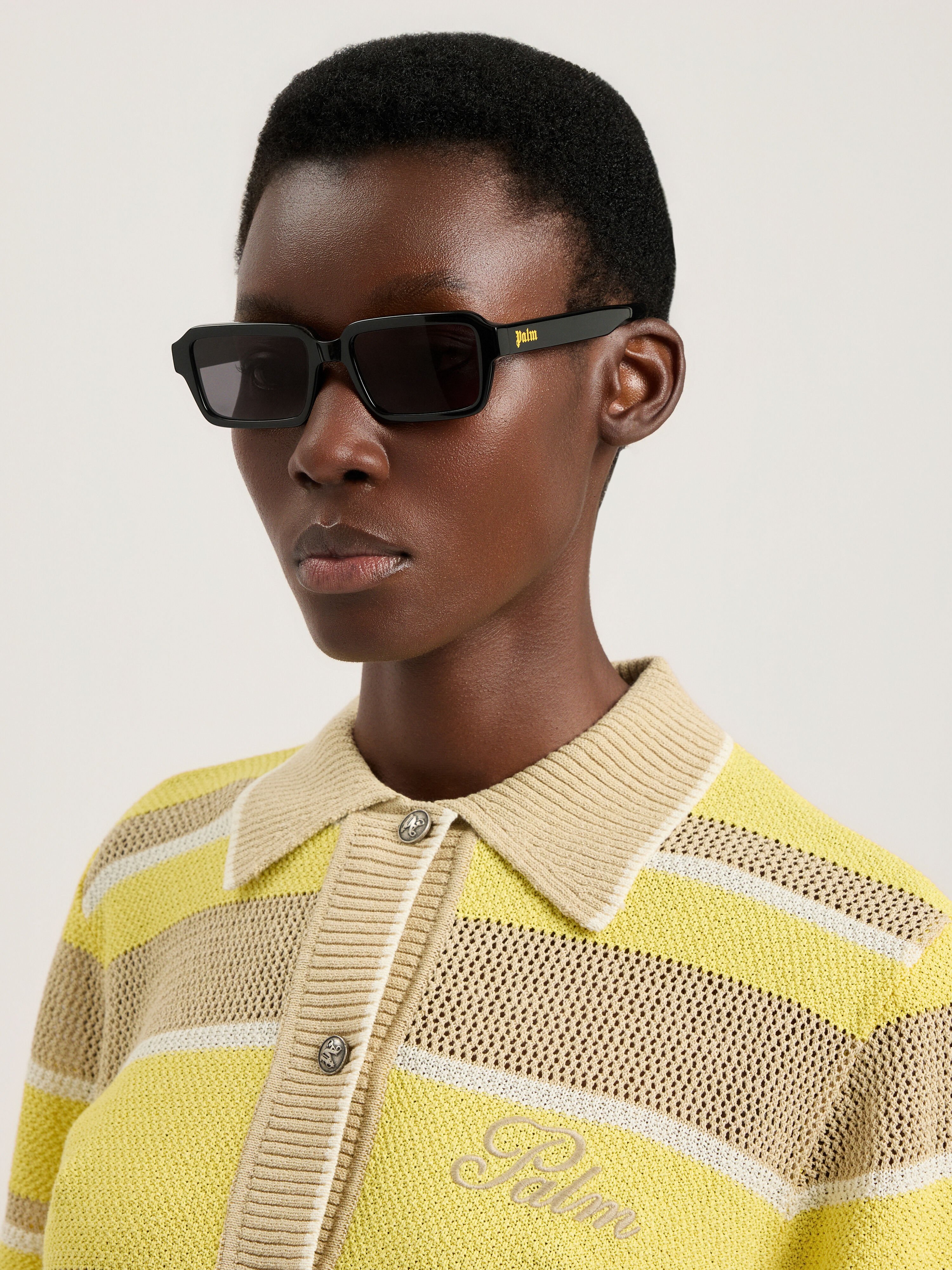 Homer Black Lens Sunglasses PALM ANGELS Homer Black Lens Sunglasses SHINY BLACK PA1025100753