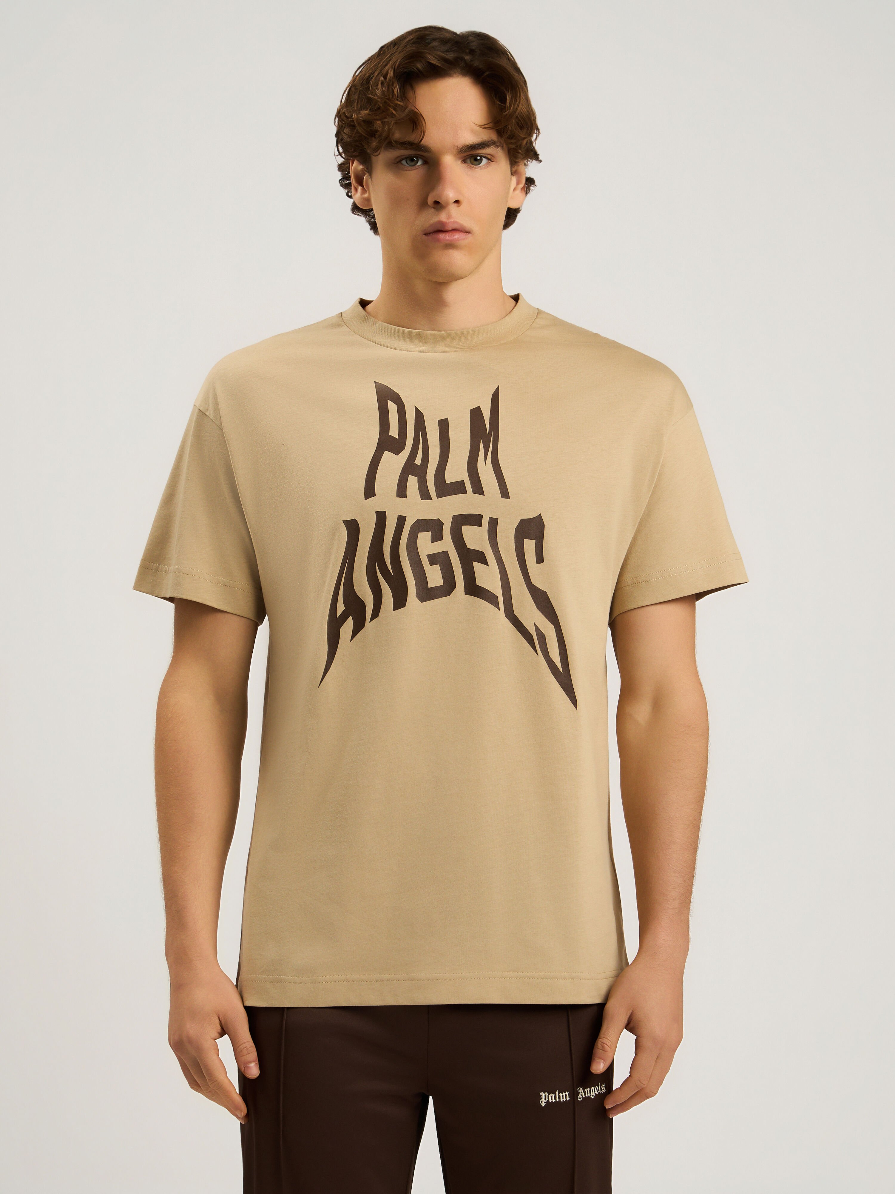 Palm Distorted Regular T-Shirt PALM ANGELS Palm Distorted Regular T-Shirt KAKI - BROWN PAMAA01F26JR16