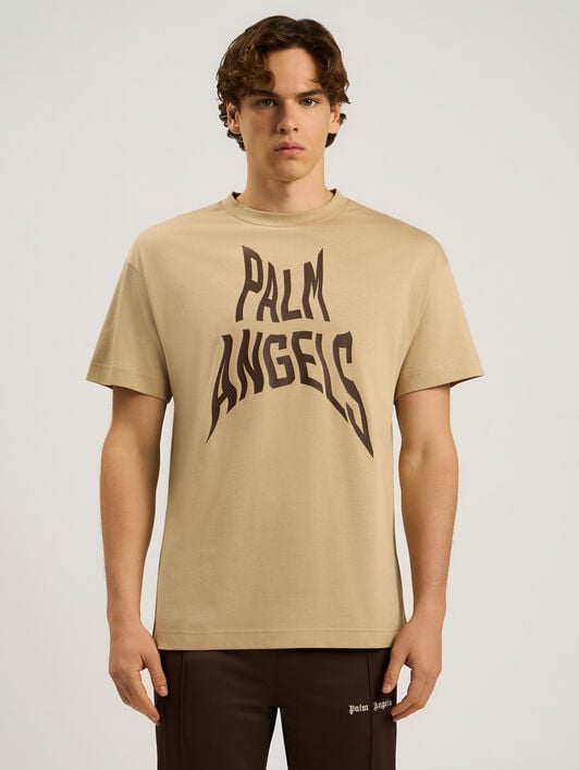 Palm Distorted Regular T-Shirt PALM ANGELS Palm Distorted Regular T-Shirt KAKI - BROWN PAMAA01F26JR16