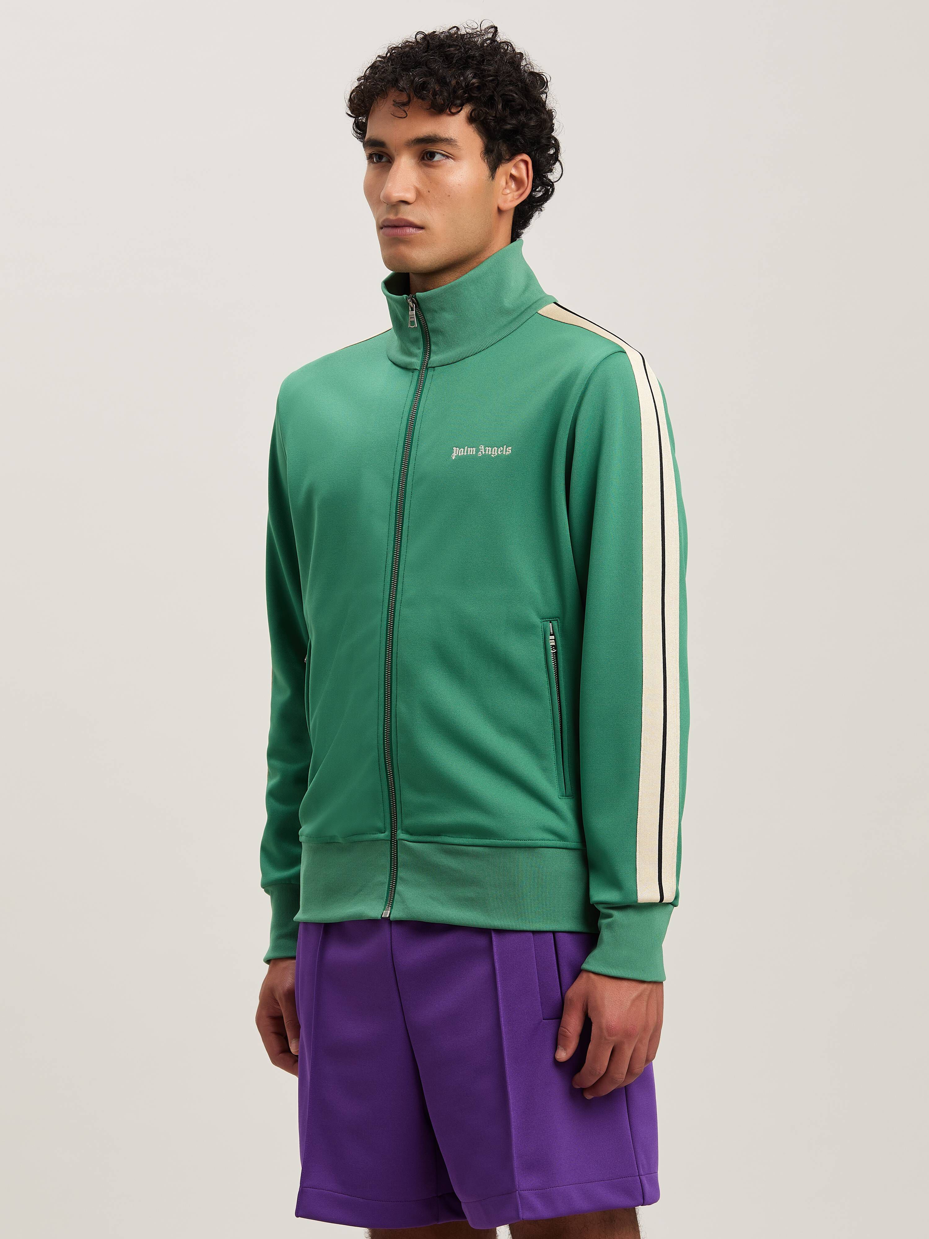 PALM ANGELS  Trainingsjacke mit eingesticktem Logo FOREST GREEN - OFF WHITE PMBD058S25FAB001
