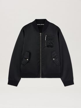 PALM ANGELS  Curved Logo Bomber BLACK - OFF WHITE PMJA043S25LEA001