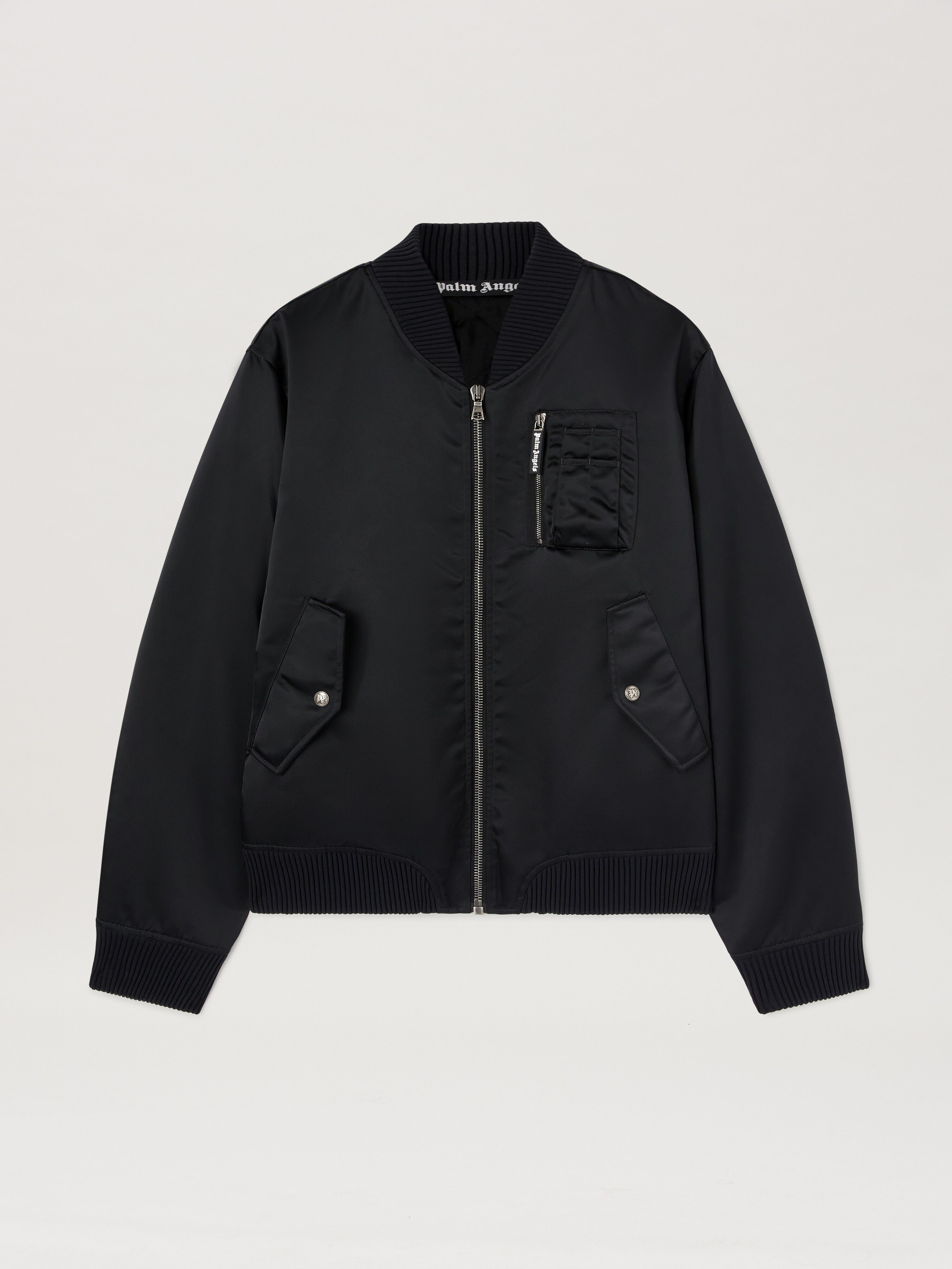 PALM ANGELS  Bomberjacke mit geschwungenem Logo BLACK - BLACK PMEH033S25FAB001